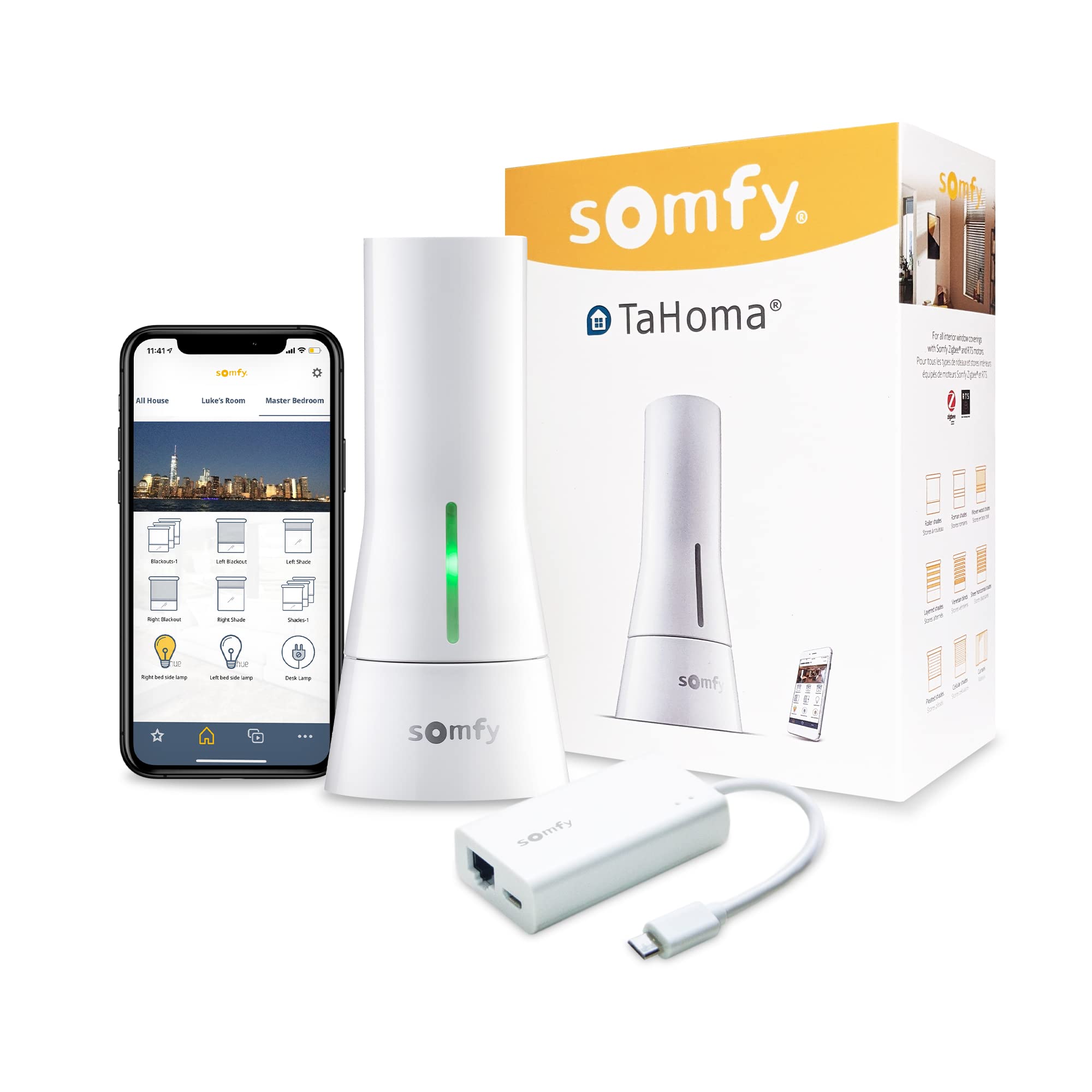 Somfy TaHoma Hub - Smart Home Gateway for RTS Blinds, Shades & Awnings | Works with Alexa & Google Assistant | Easy Setup | Ethernet Required | Perfect for Home Automation & Smart Window Coverings