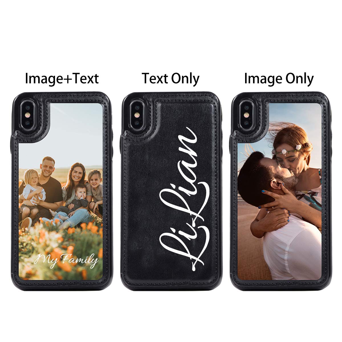 Custom Photo Wallet Case for iPhone Xs - Personalized PU Leather Cover with Credit Card Holder & Shockproof Protection | Perfect for Travel, Work & Everyday Use | Uartify Black Flip iPhone Xs Case