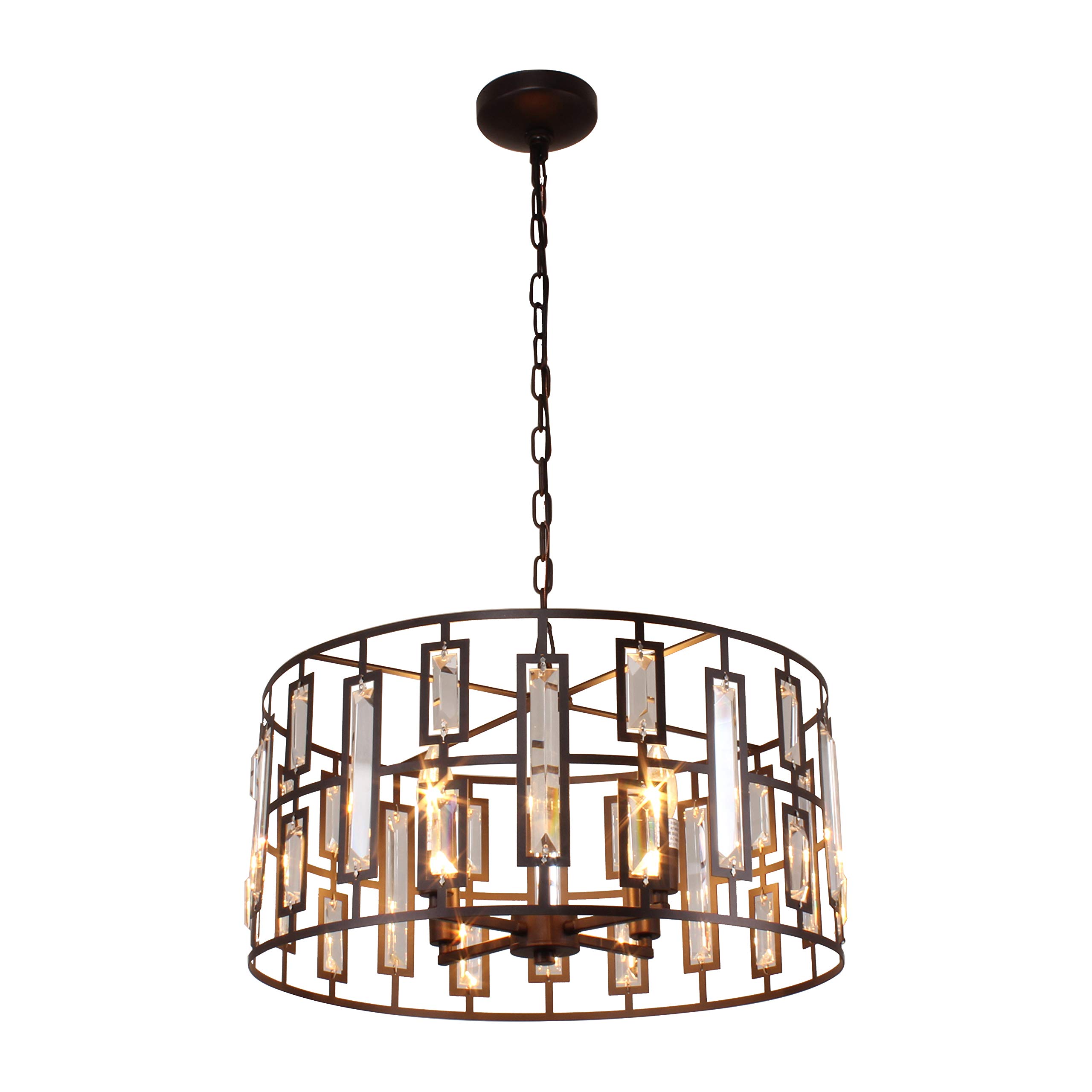 Modern 4-Light Rubbed Bronze Ceiling Pendant Light Fixture - 20 Inch Wide for Dining Room, Kitchen Island & Bedroom Lighting
