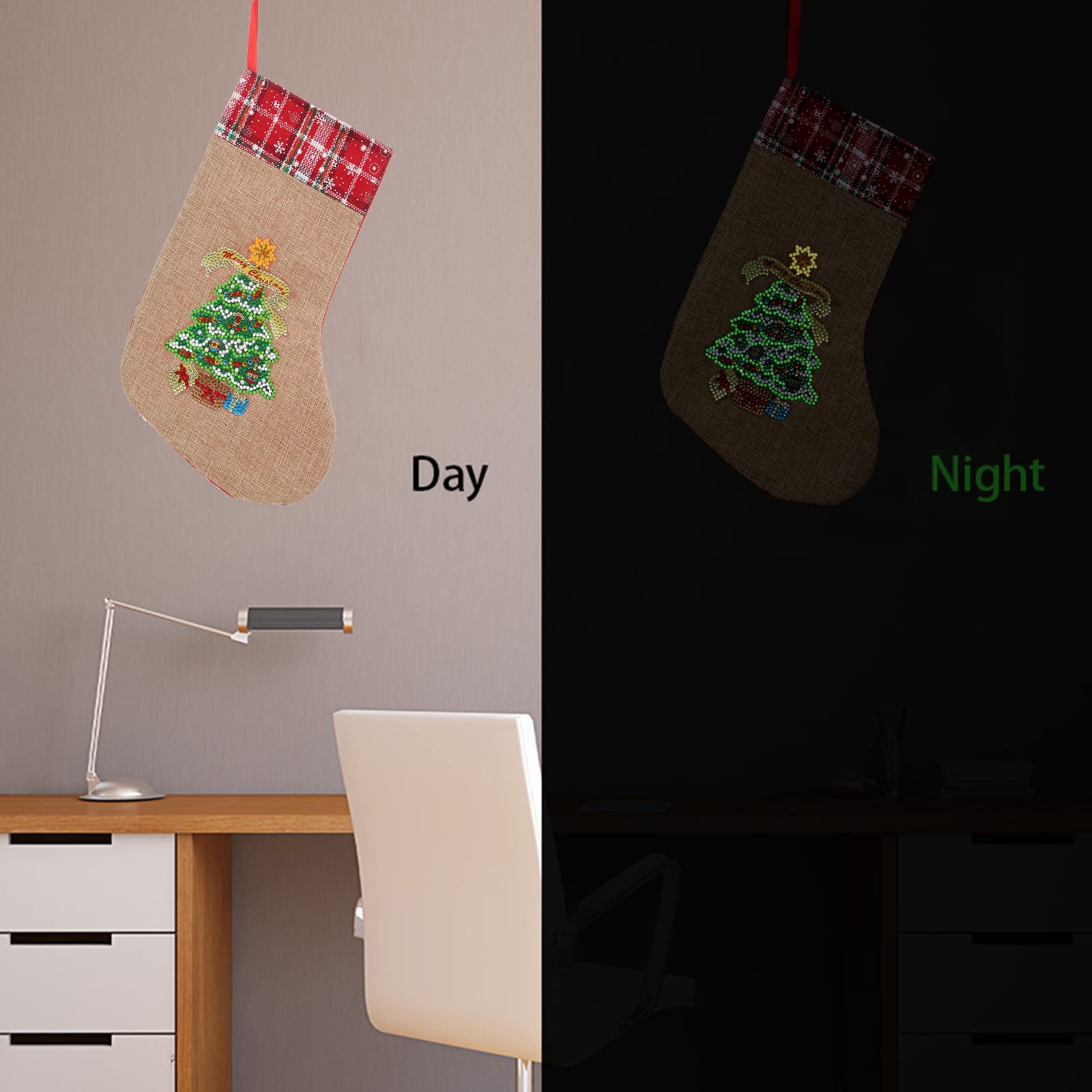 LUSandy DIY 5D Diamond Painting Christmas Stockings - 12.2 Inch Glittering Holiday Decor for Tree, Fireplace & Party | Xmas Candy Bags, Family Gift Exchange & Festive Home Decoration
