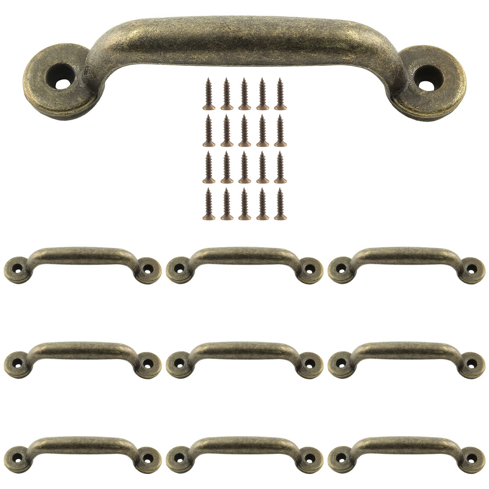10 Pack Antique Bronze Gate Pull Handles - 3.5 Inch Round Zinc Alloy Cabinet & Drawer Hardware for Wardrobes, Sliding Doors - Vintage Style Door Pulls (2.9 Inch Hole Center) - Perfect for Kitchen Cabinets, Closet Doors & Furniture Restoration