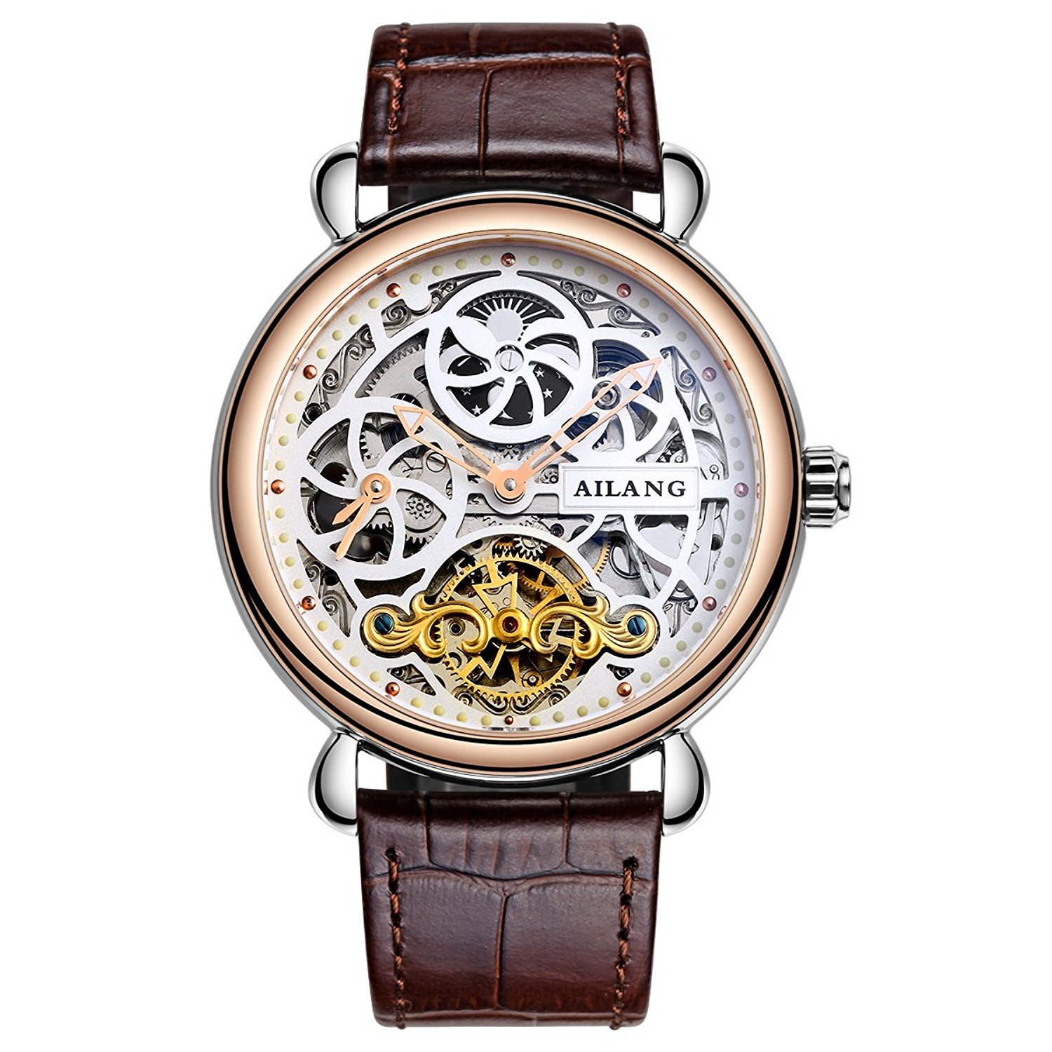 WhatsWatch 2017 Premium Automatic Mens Watch - Luxury Skeleton Dial, Waterproof Stainless Steel Fashion Watch for Business & Casual Wear