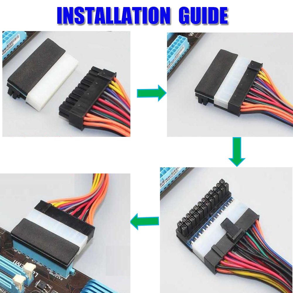 Sintech ATX 24-Pin Female to Male 90 Degree Right Angle Power Supply Extension Cable - Perfect for PC Cable Management and Custom Gaming Rigs