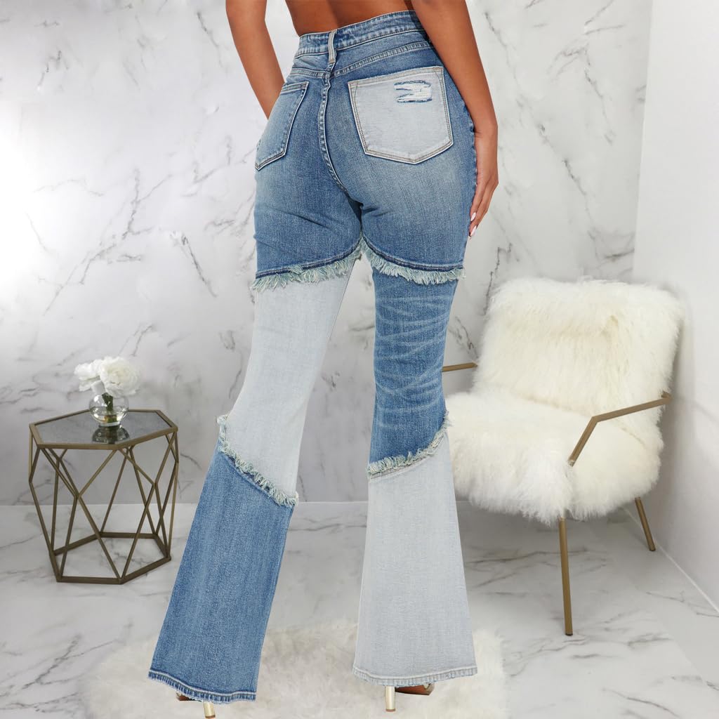 BessCops Women's Stretchy Boyfriend Jeans - Ripped Distressed Denim Mom Jean Pants for Casual Wear, Street Style & Everyday Comfort