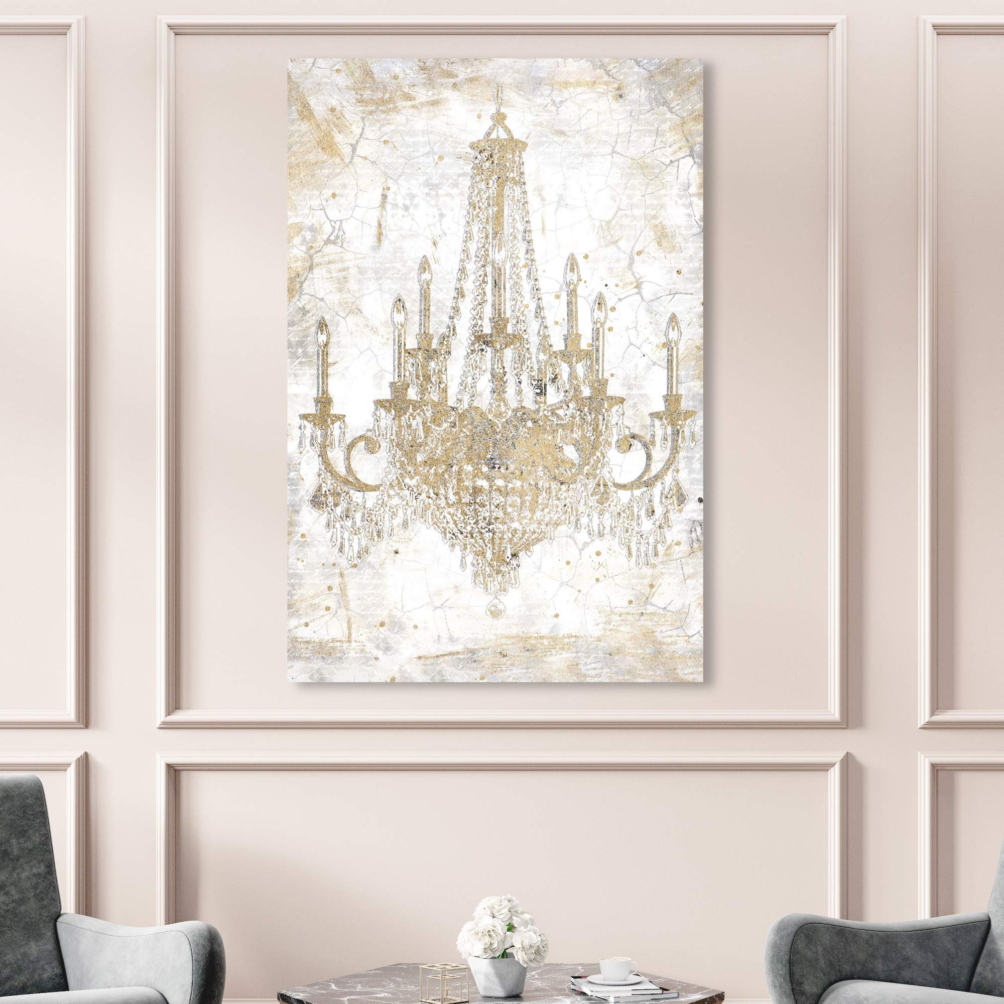 Oliver Gal Artist Co. Fashion & Glam Wall Art Canvas Print - 36x54 Inch Gold & White Chandelier Home Decor - Perfect for Living Room, Bedroom & Office Wall Decor