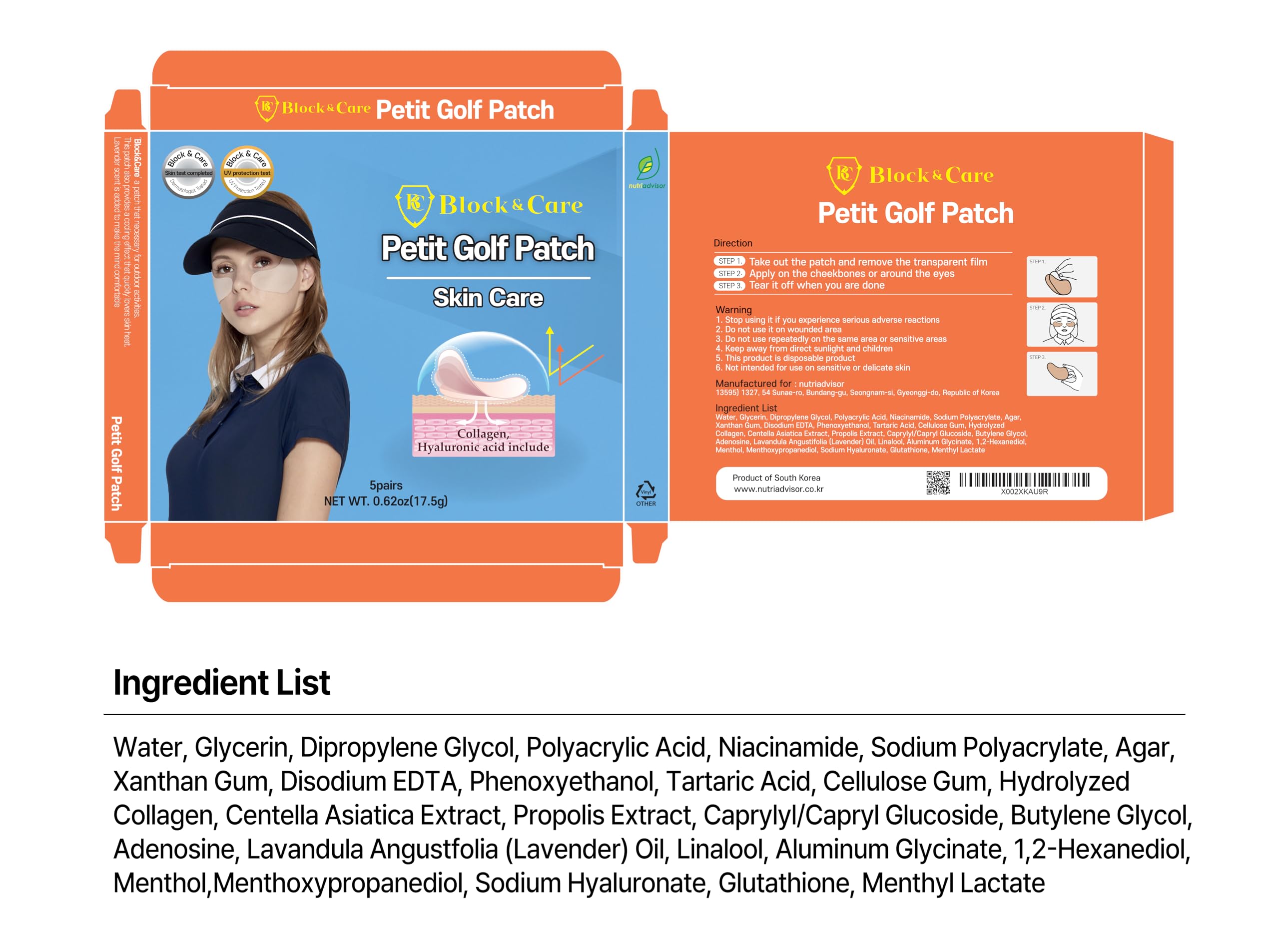 BLOCK&CARE UV Protection Golf Patches - 5 Pairs Sunblock Gel Facial Patches with Skincare Ingredients for Sun Protection | Perfect for Outdoor Golf, Hiking & Sports Activities (1 Pack, Medium Size)