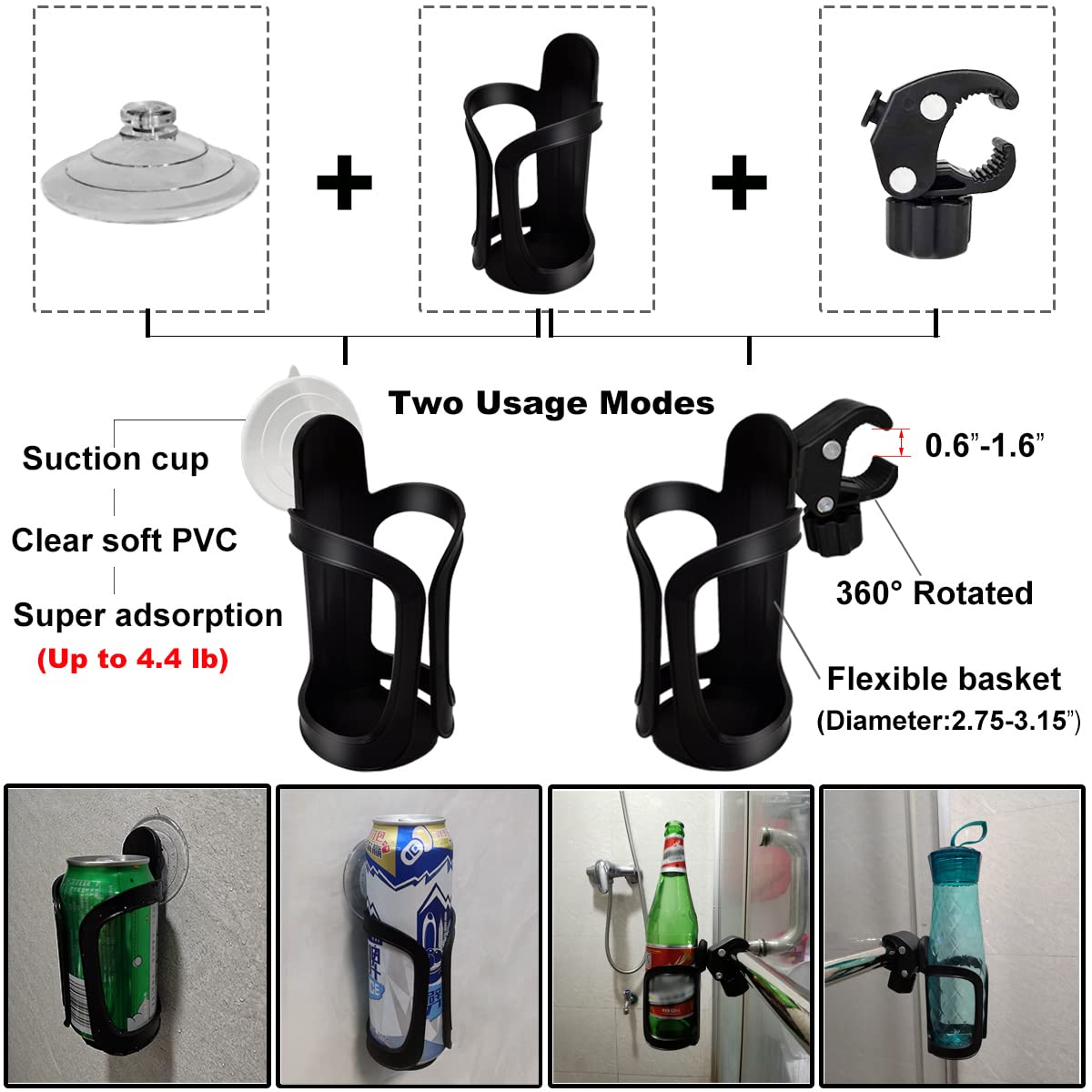 Sturdy Beer Can & Bottle Holder - Wall Mounted Shower Drink Holder for Cans, Bottles & Wine - Bathroom Cup Organizer with Strong Suction - Perfect Shower Accessory & Gift Idea for Beer Lovers (Use in Shower, Bathroom, Kitchen, Poolside or Outdoor Activities)