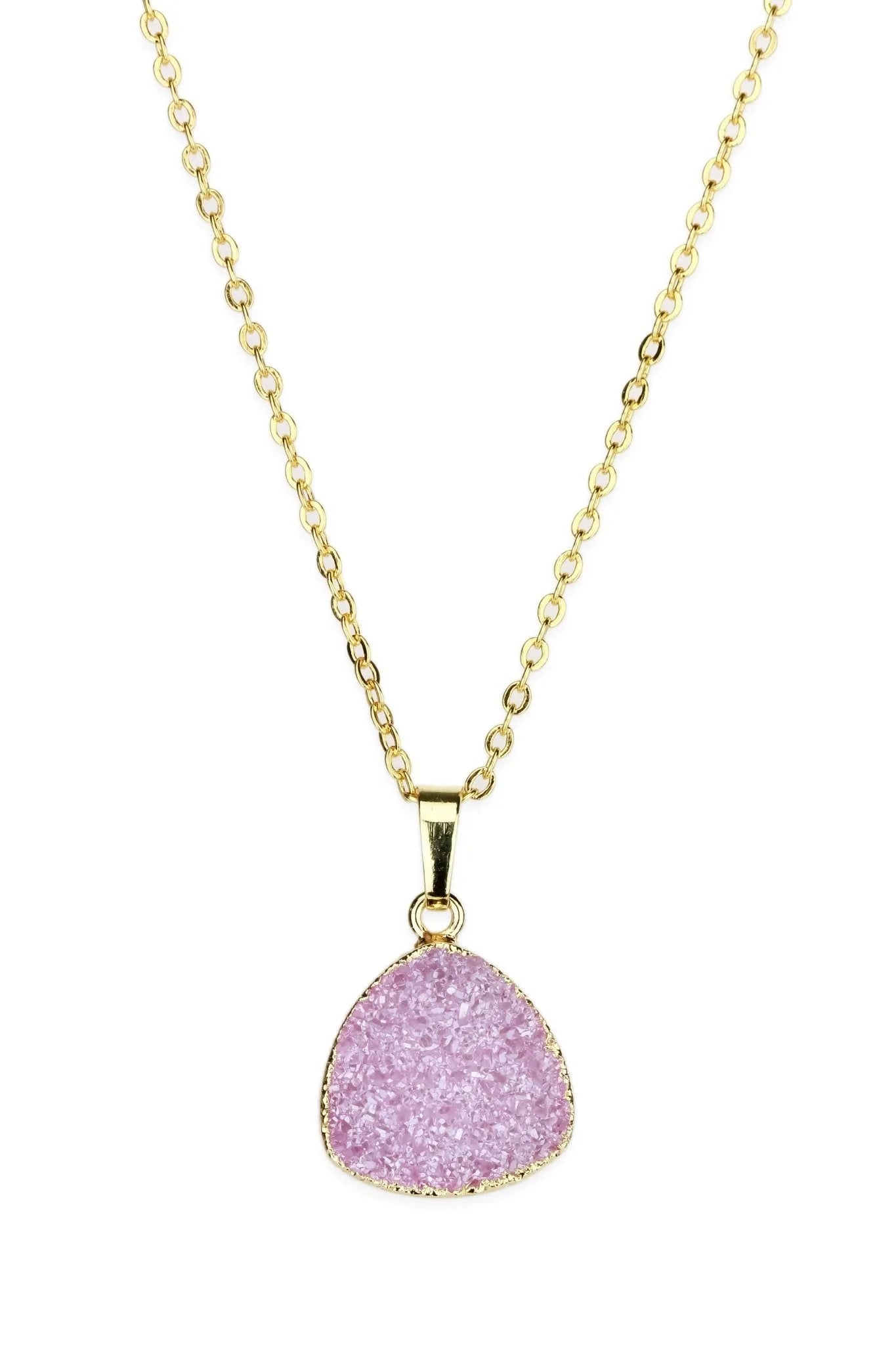 Druzy Triangle Pendant Necklace for Women - Elegant Boho Crystal Jewelry for Everyday Wear & Special Occasions