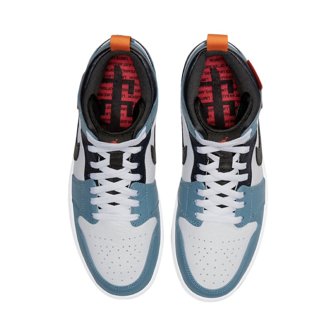 Air Jordan 1 Mid Fearless Facetasm Sneakers - White/Black/Celestial Teal/Dark Obsidian Basketball Shoes for Men | Streetwear Fashion & Casual Wear