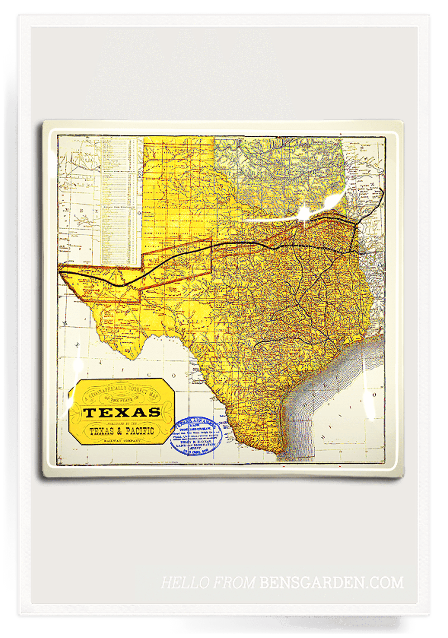 Vintage Texas State Map Decoupage Glass Serving Tray - Perfect for Home Decor, Coffee Table Centerpiece, and Gift Giving