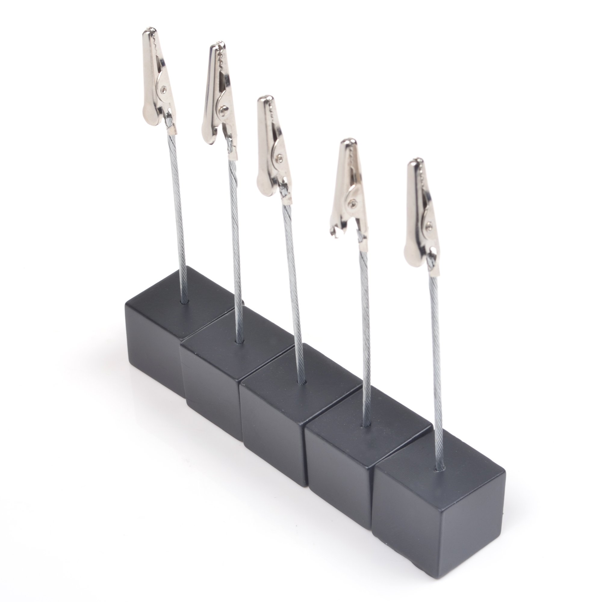 5-Pack Black Cosmos Cube Memo Clip Holders with Alligator Clips - Perfect for Displaying Number Cards, Name Tags, Photos & Artwork - Ideal for Office, Classroom, Retail Displays and Home Organization