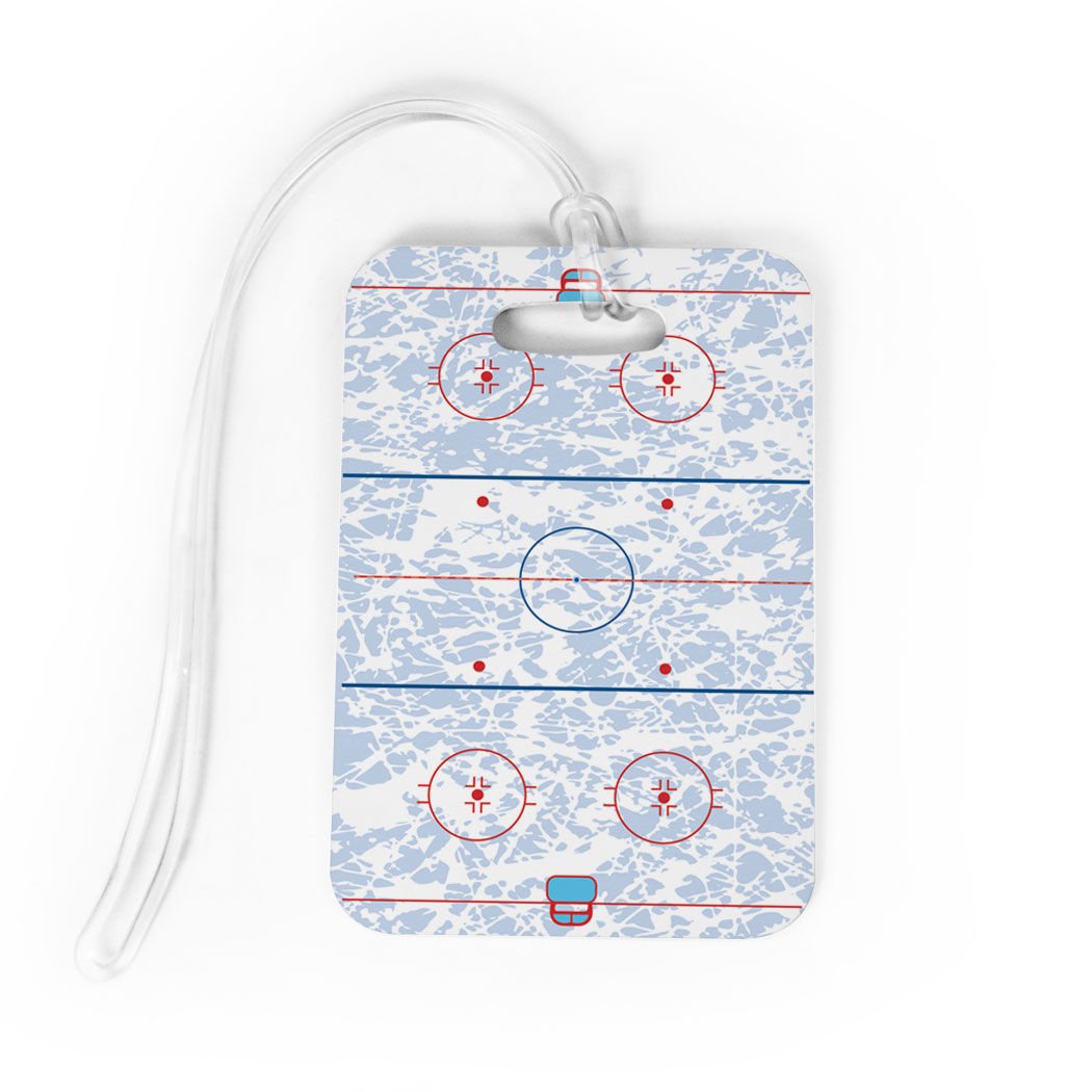 ChalkTalkSPORTS Hockey Luggage Tag & Bag Tag for Ice Rink - Customizable Personal Info on Back - Medium Size Hockey Gear Accessory for Travel & Sports Equipment