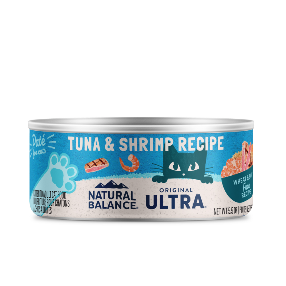 Natural Balance Original Ultra Tuna & Shrimp Recipe Canned Wet Cat Food - High Protein, Grain-Free Cat Food for Adult & Senior Cats - Perfect for Picky Eaters & Mealtime Enrichment