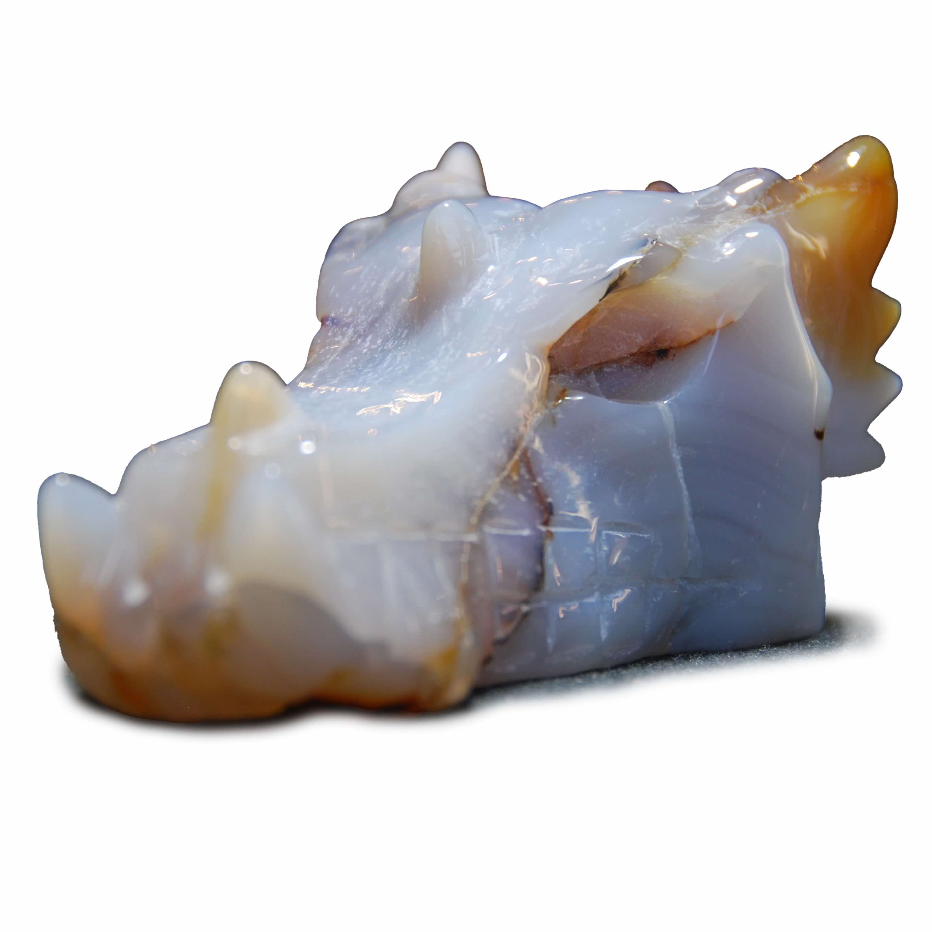 Natural Agate Geode Dragon Head Statue - Feng Shui Decor, Healing Crystal, Home & Office Decoration for Positive Energy & Spiritual Protection