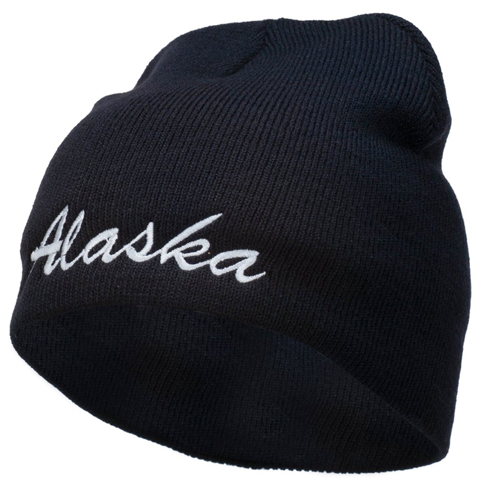 Alaska Embroidered Short Beanie - Warm Winter Hat with State Design - Perfect for Skiing, Hiking & Outdoor Activities