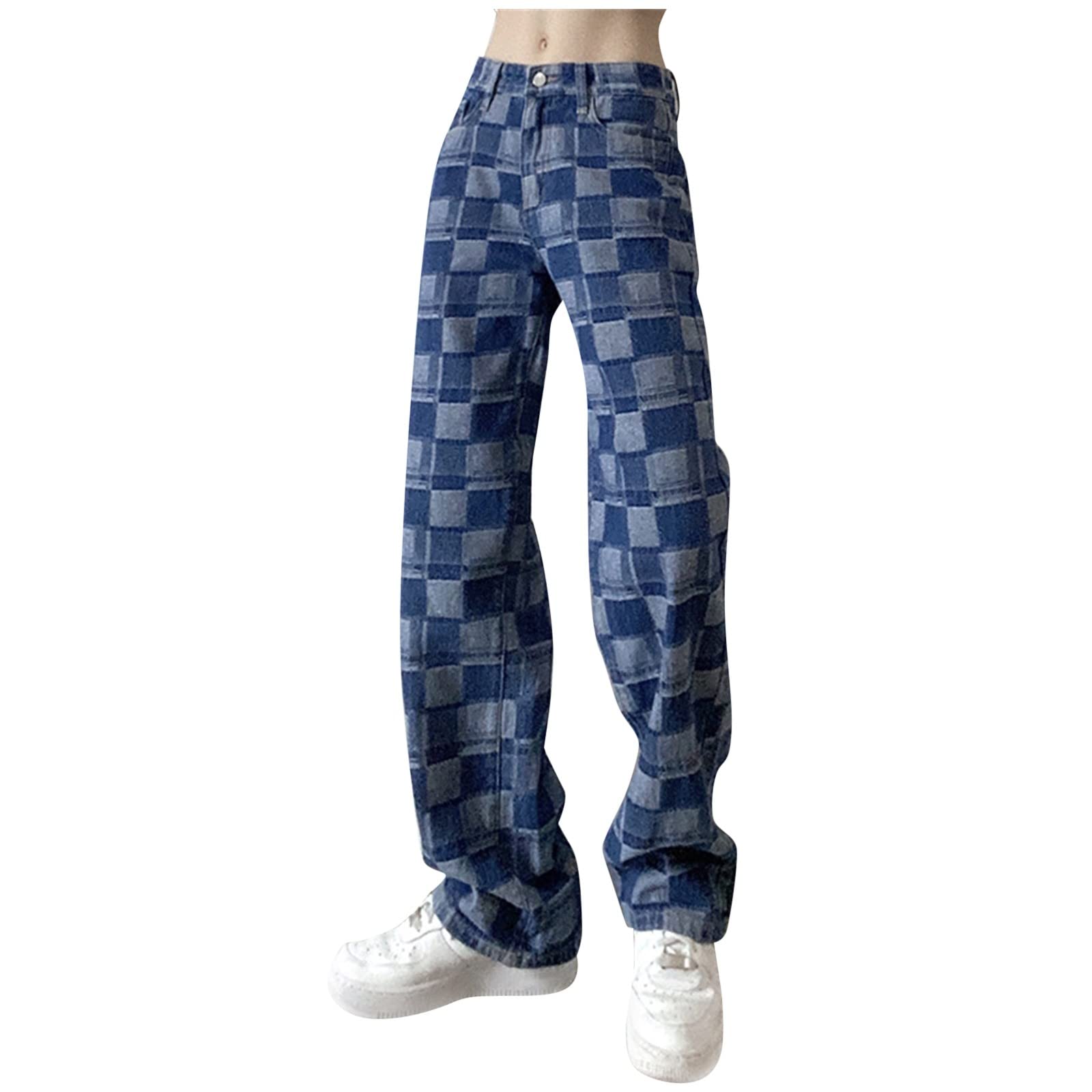 Women's Linen Work Pants - High Waisted Casual Long Pants with Color Block Design, Harem Style & Ripped Details - Plus Size Comfortable Trousers for Office, Travel & Everyday Wear
