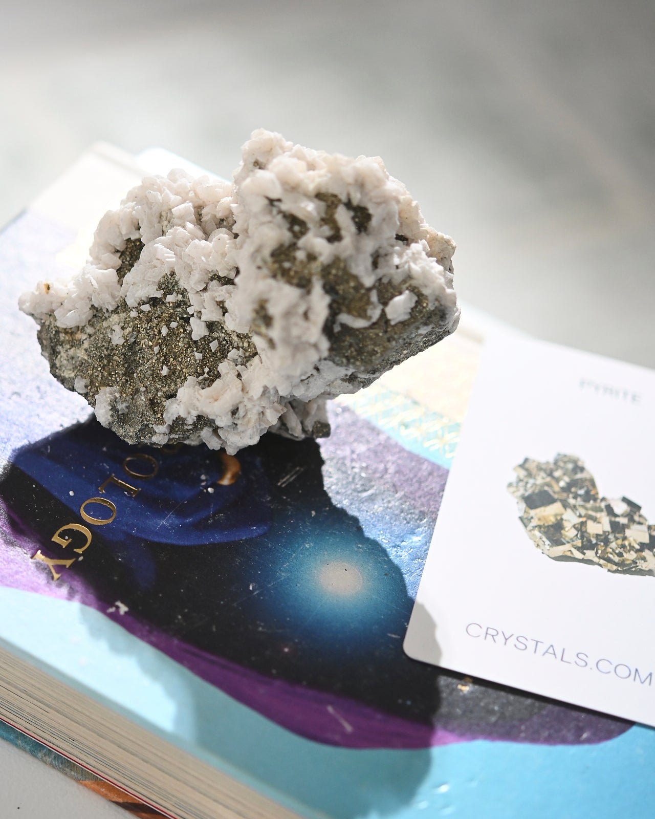 Natural Pyrite and Calcite Crystal Cluster Specimen - Healing Stones for Meditation, Home Decor & Mineral Collection (3-4 Inches)