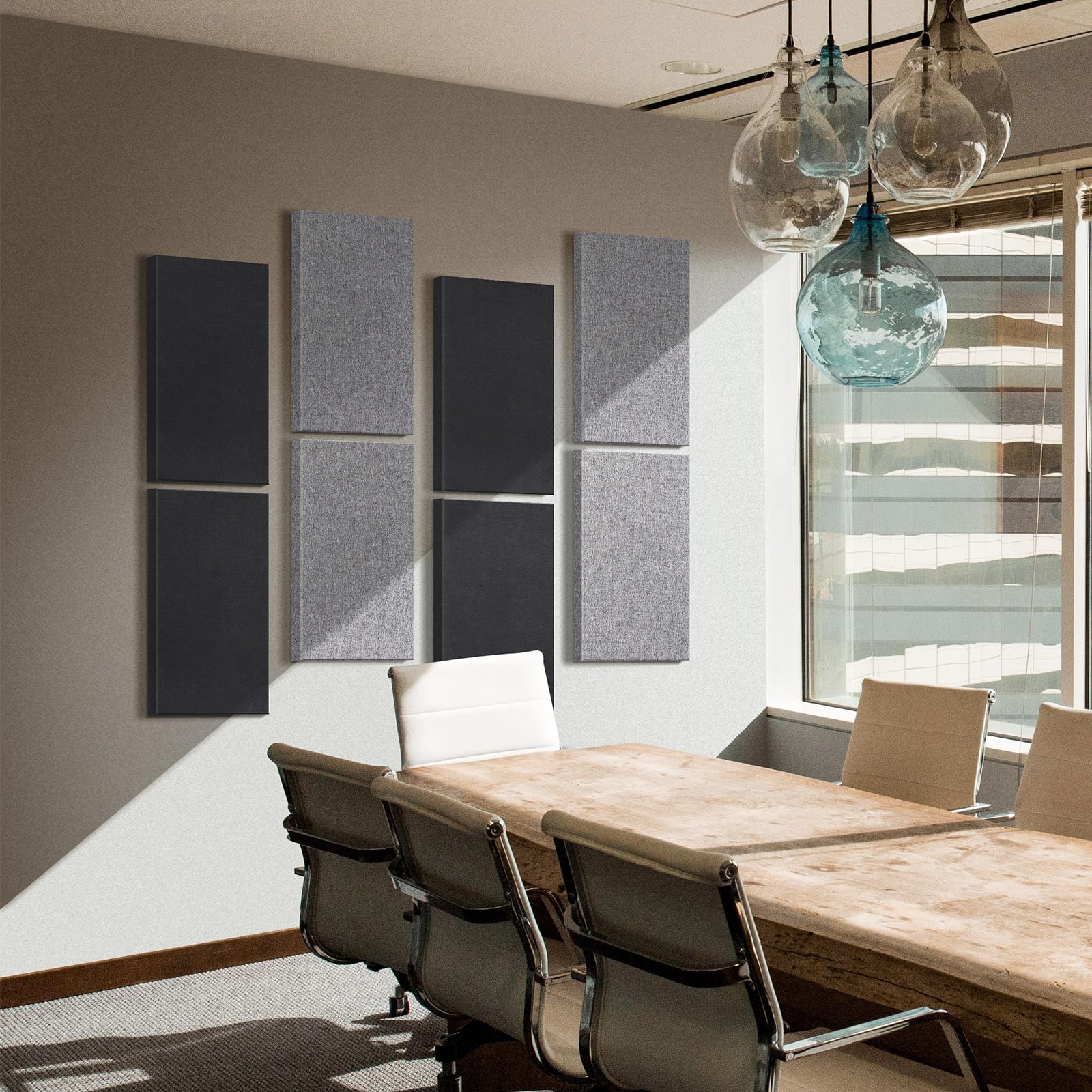 UMIACOUSTICS 4 Pack Acoustic Panels - Fiberglass Soundproof Wall Panels with Self-Adhesive Backing for Noise Reduction in Home Studio, Office & Theater (Heather Gray) | Perfect for Podcasting, Music Recording & Home Theater Sound Treatment