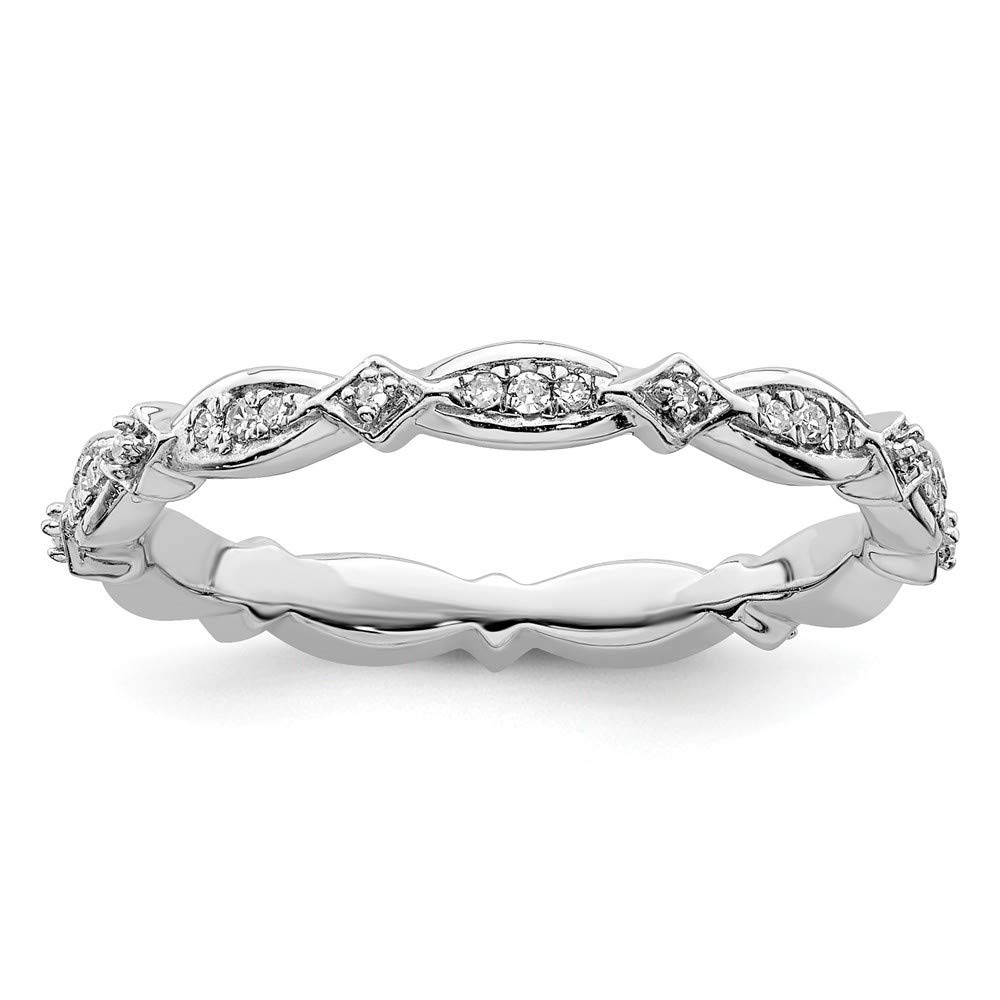 925 Sterling Silver Diamond Ring for Women - Stackable, Prong Set, Polished Pattern Jewelry Gift (Sizes 5-10) | Perfect for Weddings, Anniversaries & Everyday Elegance