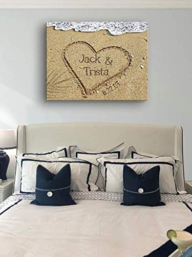 Custom Beach Name Wall Art - Personalized Sand Writing Canvas - Unique Coastal Home Decor for Living Room, Bedroom & Beach House