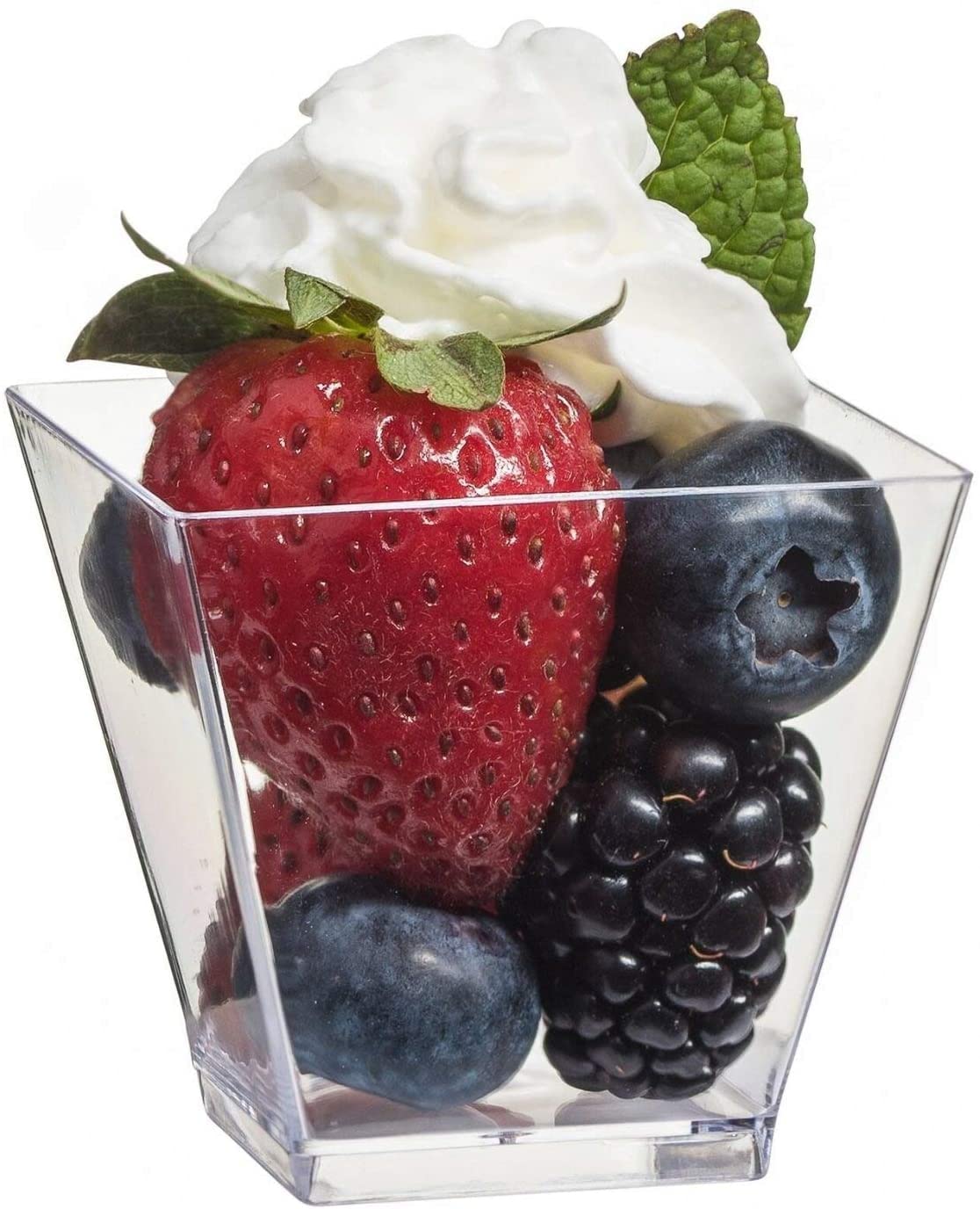 Zappy 1000-Count 2 oz Clear Disposable Plastic Mini Dessert Cups - Square Shot Glasses for Tastings, Appetizers, Parfaits & Parties | Perfect for Catering, Events & Home Entertaining