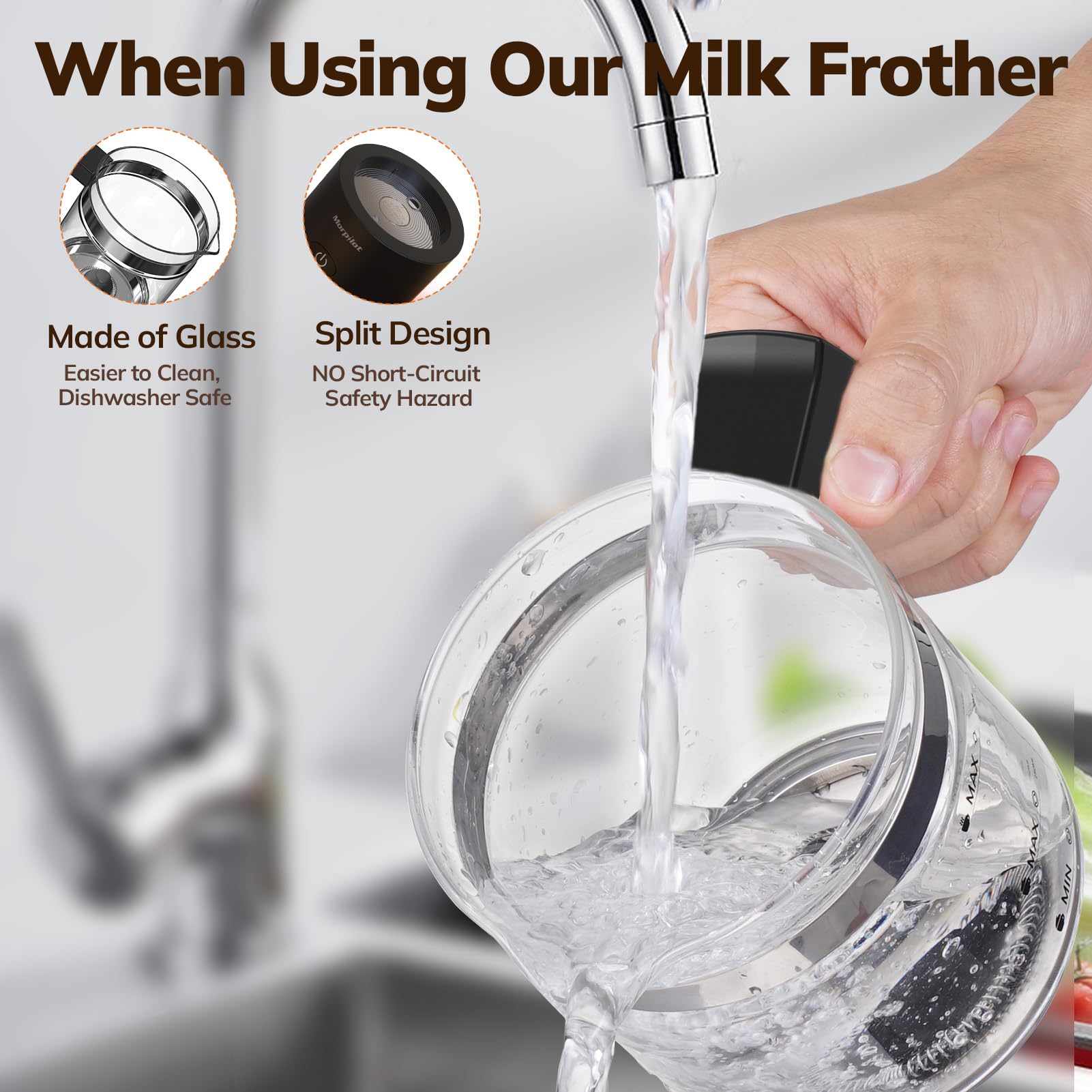 Electric Milk Frother and Steamer - 16.9oz/500ml BPA-Free Milk Frother for Latte, Cappuccino & Hot Chocolate, Dishwasher Safe with 4 Functions, Creates Perfect Froth in 2 Minutes - Black - Ideal for Home Coffee Bars, Office Use & Gift Giving