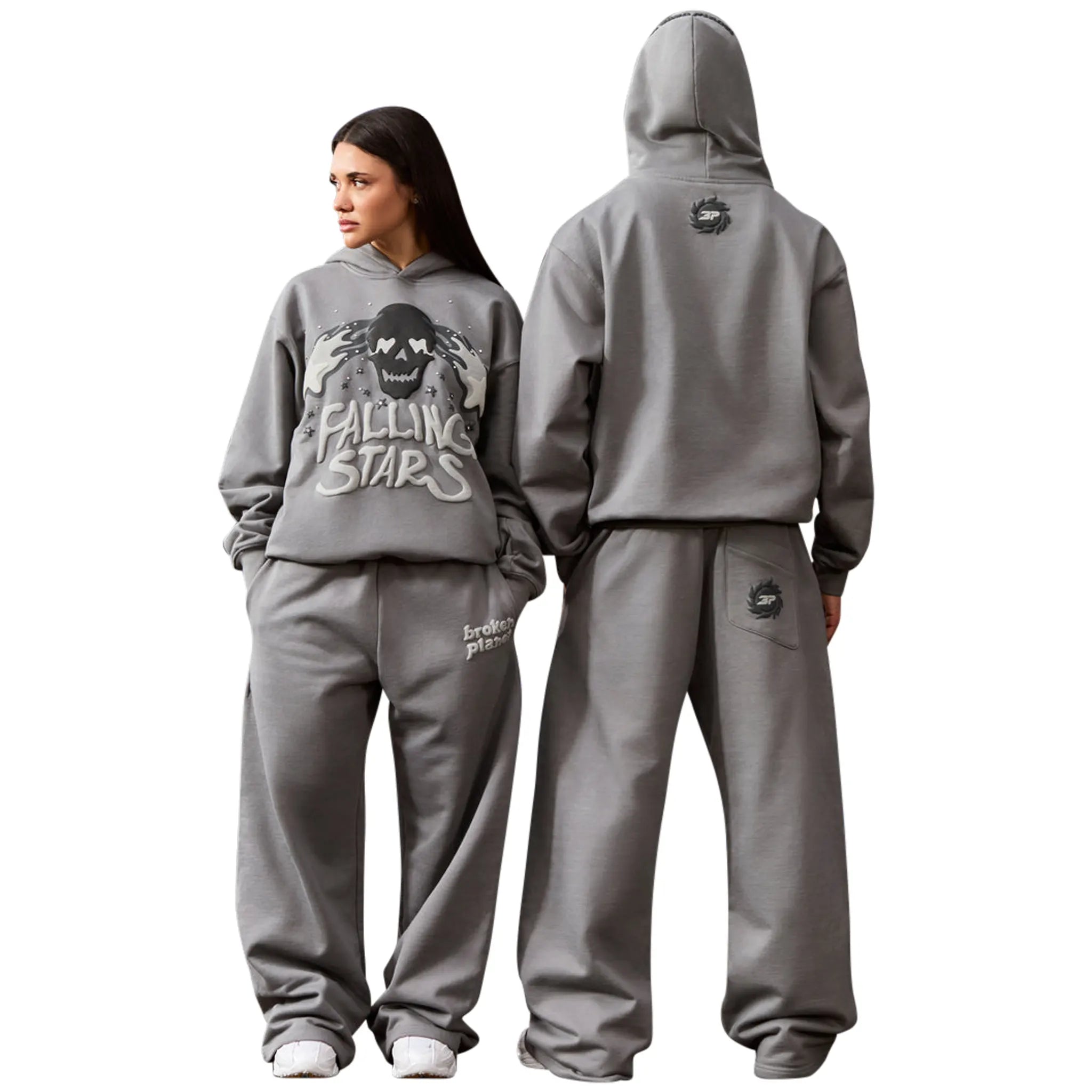 Broken Planet Falling Stars Dark Grey Hoodie - Trendy Streetwear for Men & Women | Perfect for Casual Outfits, Gym, and Outdoor Activities
