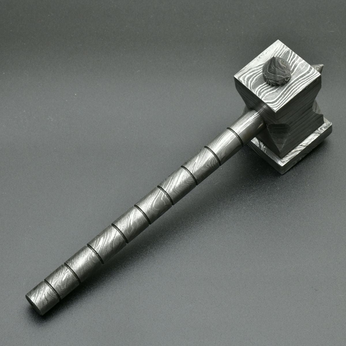 Handmade Damascus Steel Hammer - The Crusher - Durable & High-Quality Forging Tool for Blacksmithing, Woodworking, and DIY Projects