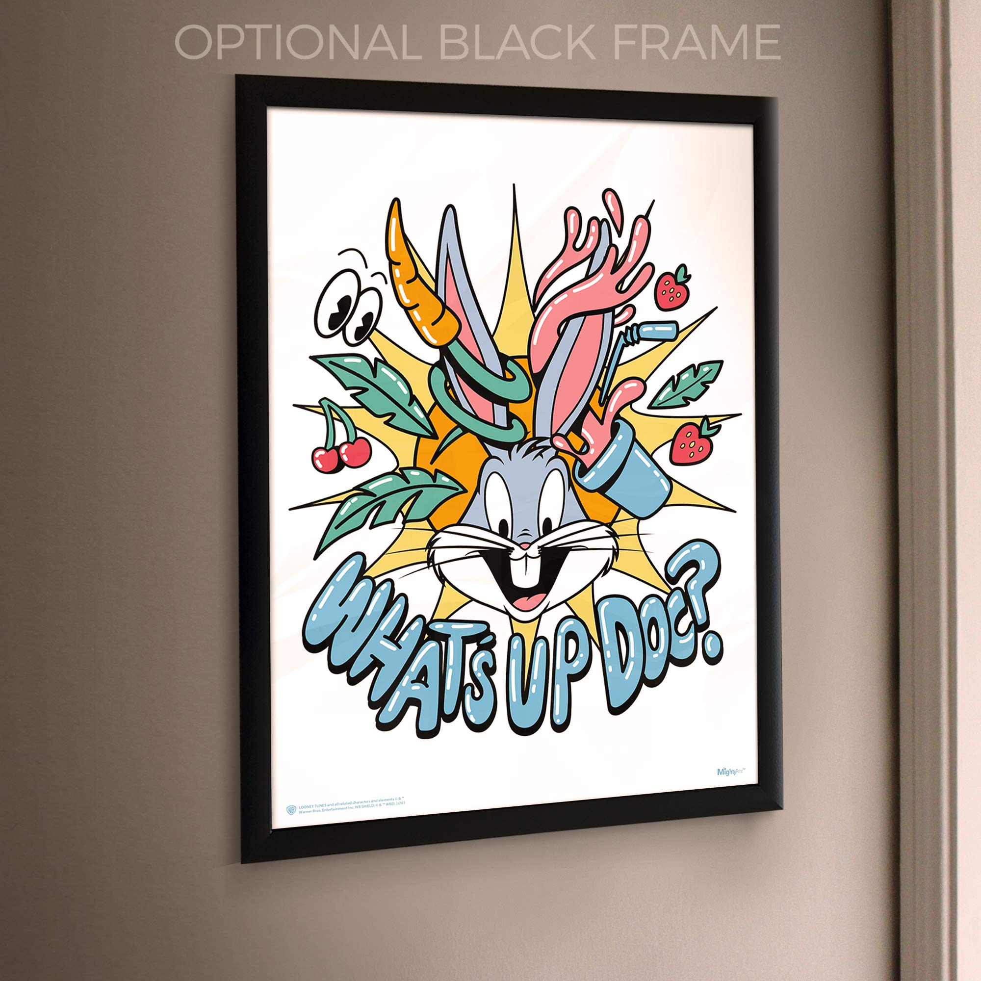 Official Looney Tunes Bugs Bunny 'What's Up Doc?' 17x24 Inch Durable Wall Art Decor - Classic Retro Cartoon Poster for Living Room, Bedroom & Office - Licensed Collectible Home Decor Gift
