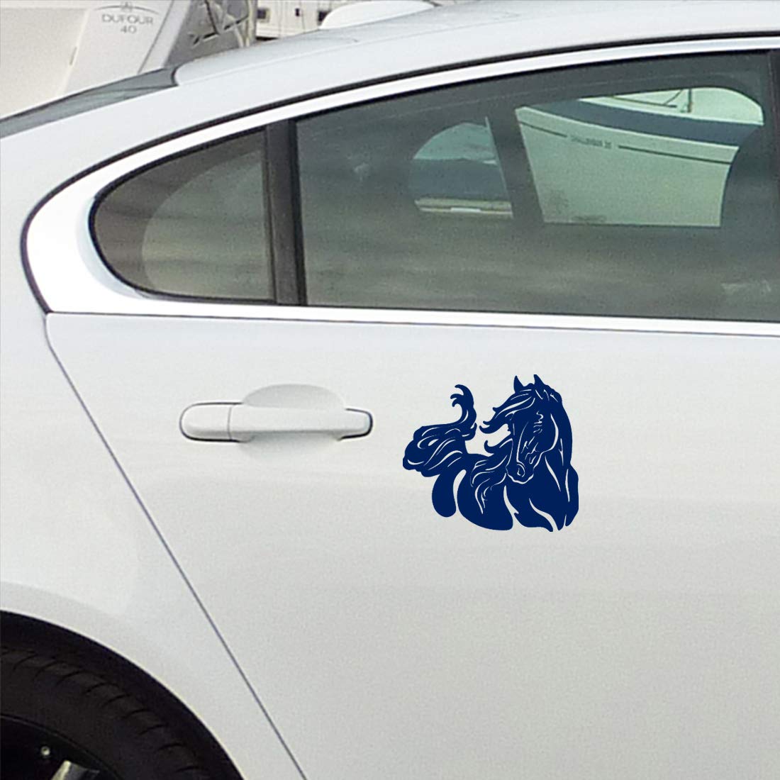 Premium Waterproof Vinyl Decal Stickers (Set of 2) - Navy Blue Horse Design for Laptop, Phone, Helmet, Car Window, Bumper, Mug, Cup, Door & Wall Decoration - Perfect for Personalizing Devices, Home Decor & Gift Giving
