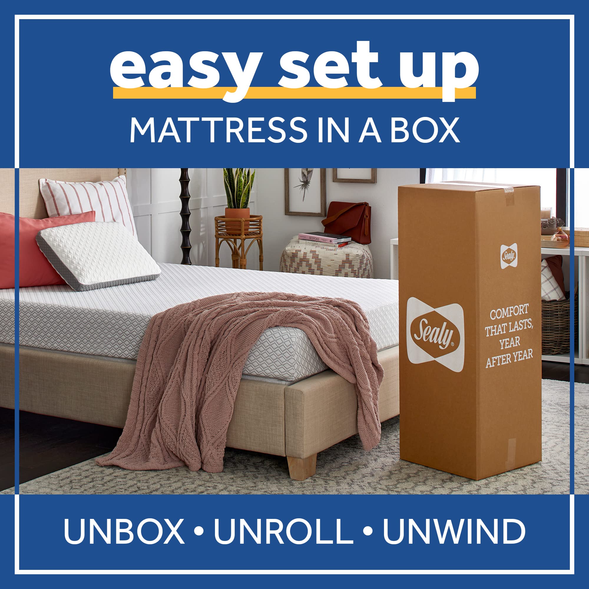Sealy Cool & Clean 8-Inch Memory Foam Mattress in a Box - Twin XL Size, Breathable & Hypoallergenic - Perfect for Dorm Rooms, Guest Beds & Small Spaces