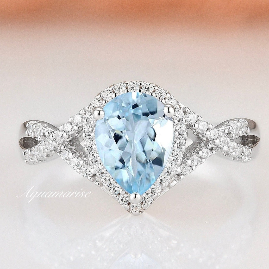 Aquamarine Sterling Silver Ring for Women - Elegant Flair Gemstone Jewelry for Engagement, Wedding & Everyday Wear