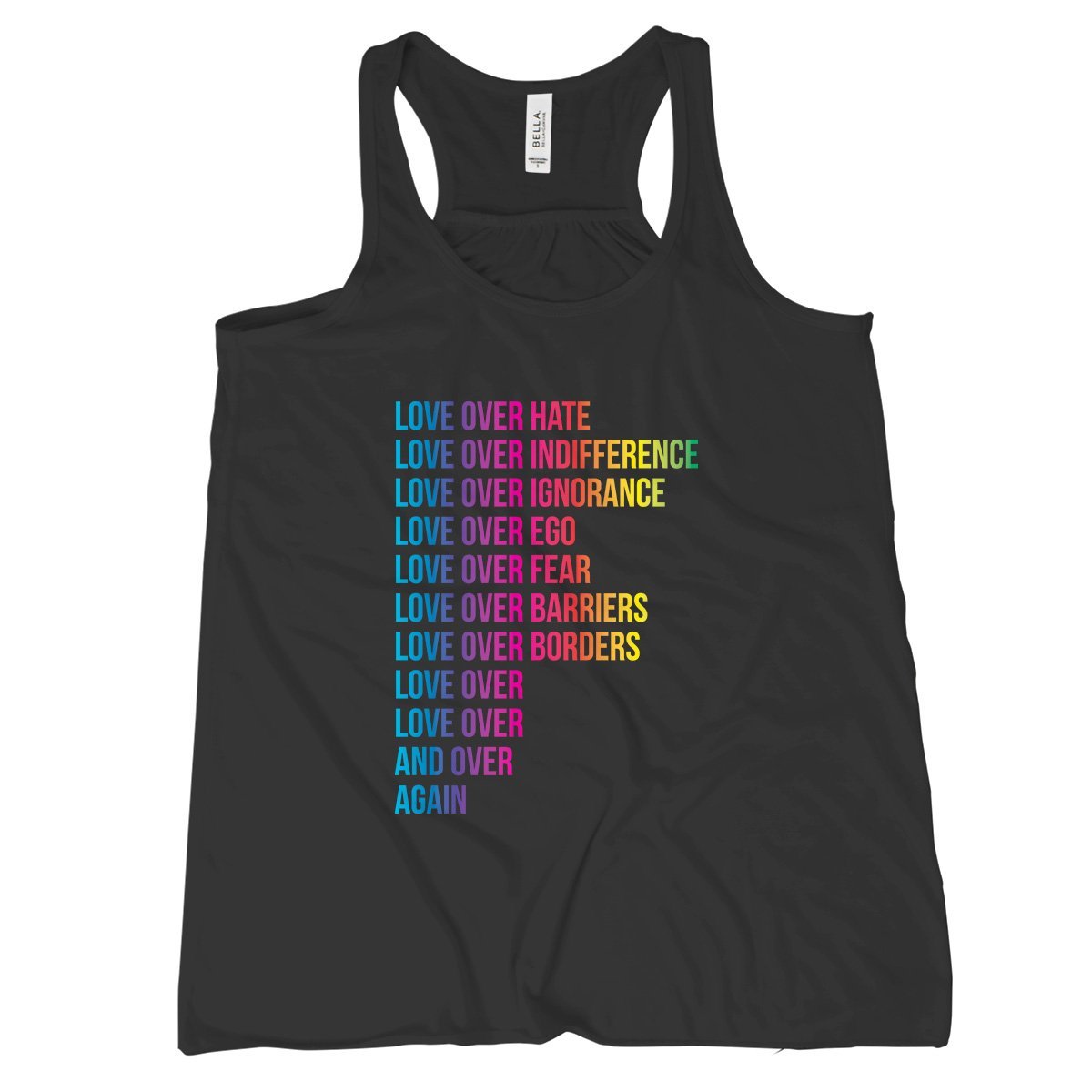 Love Over Hate Indifference Tank Top - More Love Less Hate Slogan Shirt for Women - Casual Wear for Protest, Activism & Everyday Outfits