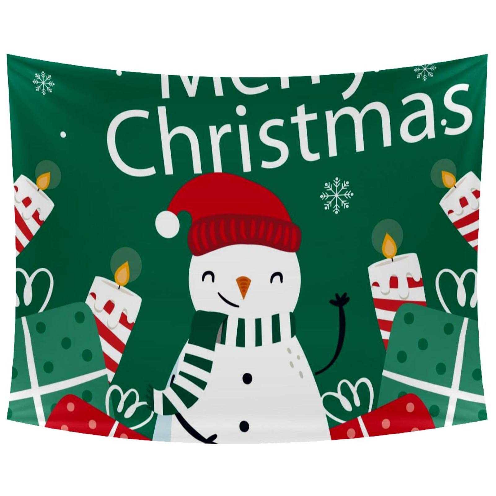 Christmas Snowman Tapestry Wall Art - Festive Red and Green Holiday Decor for Bedroom, Living Room, and Seasonal Home Aesthetics