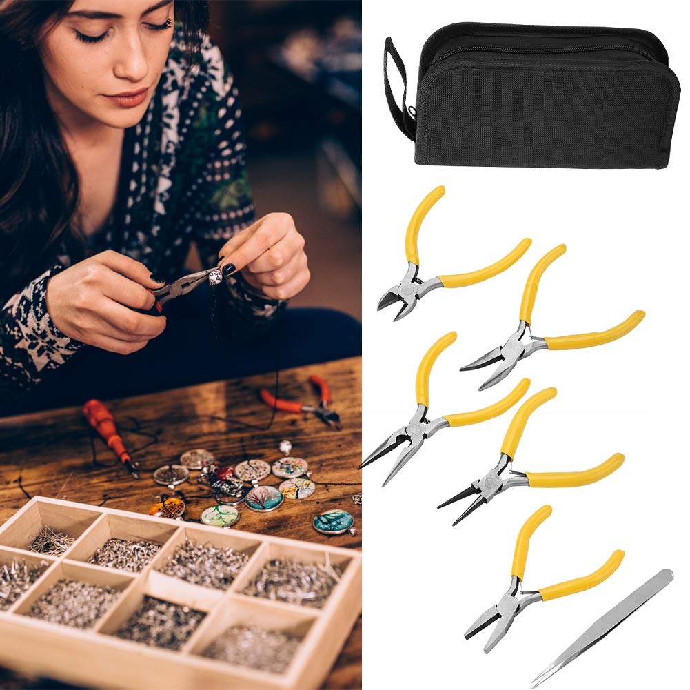 Professional 5-Piece Jewelry Pliers Set - Round Nose, Bent Nose, Needle Nose & Flat Nose Pliers for Jewelry Making, Beading & Repair | Perfect for DIY Crafts, Wire Wrapping & Jewelry Design Projects