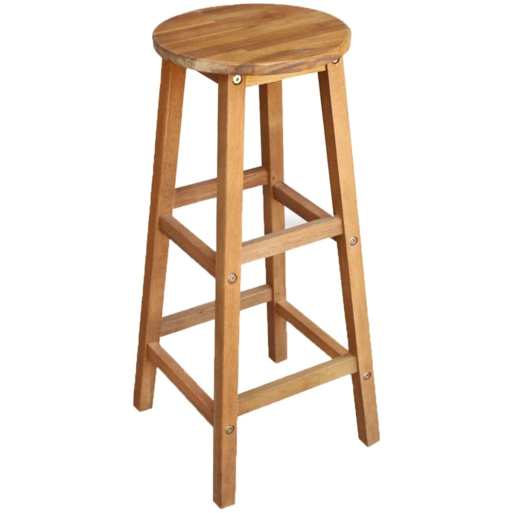 2 Pack Round Solid Acacia Wood Bar Stools - Backless Counter Height Kitchen Stools with Footrest for Dining Room, Bistro & Cafe - Perfect for Breakfast Bars, Kitchen Islands & Home Decor