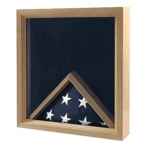 Oak Flag and Medal Display Case - Showcase Military Medals, Photos, Pins & 3x5 Flags - Perfect for Veterans, Collectors & Home Decor