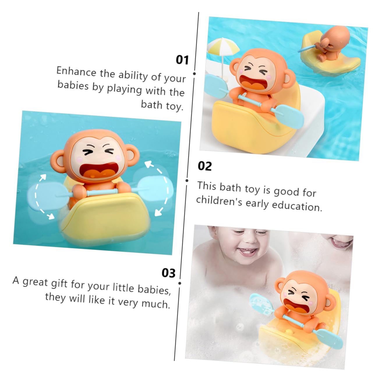 Totority 1pc Yellow Plastic Animal Bath Toys Set - Fun Water Play Shower Toys for Kids, Toddlers & Babies - Perfect for Bathtime, Pool Parties & Sensory Play