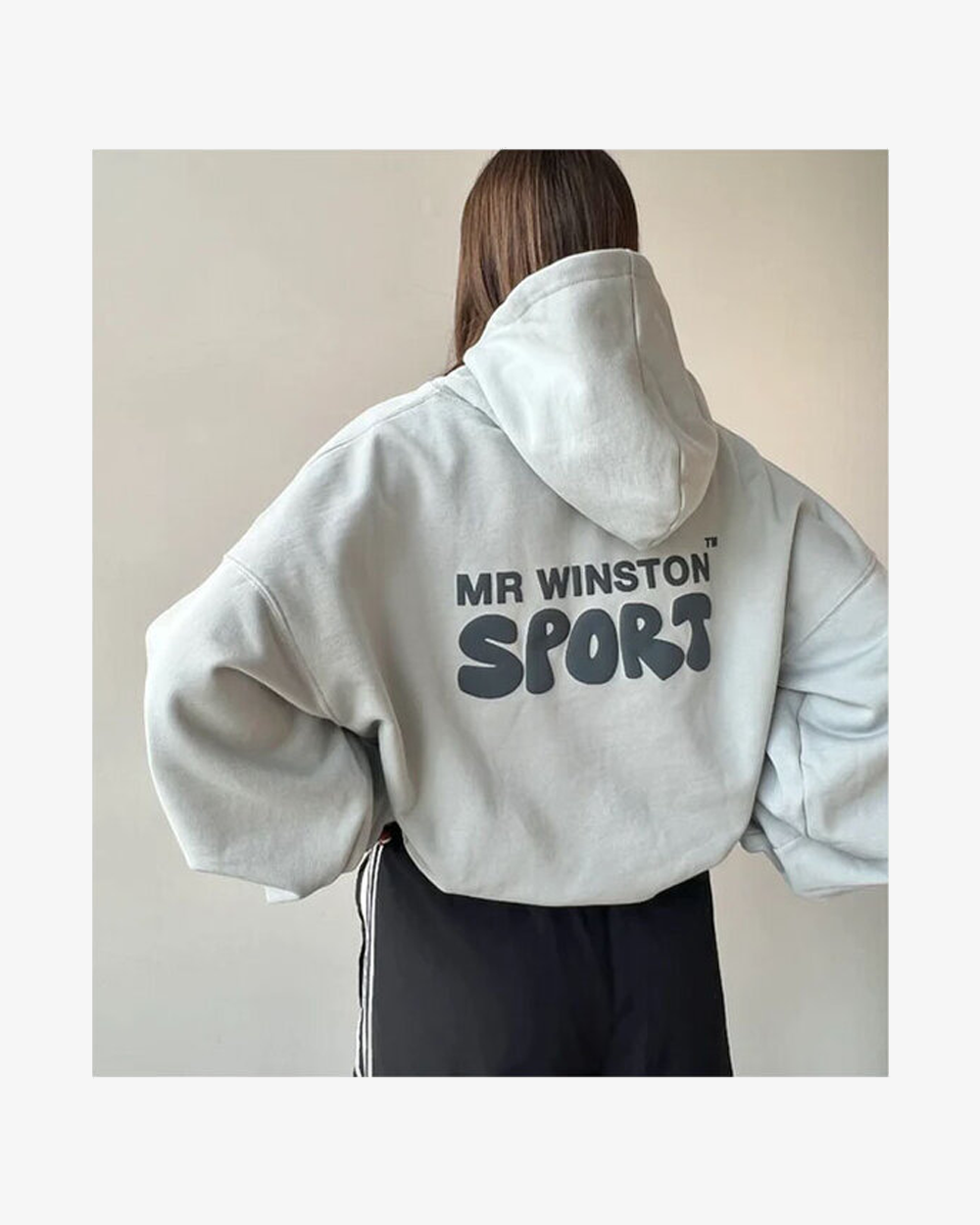 MR WINSTON Soft Grey Puff Hoodie - Cozy Oversized Sweatshirt for Men & Women | Perfect for Winter, Casual Outfits & Loungewear