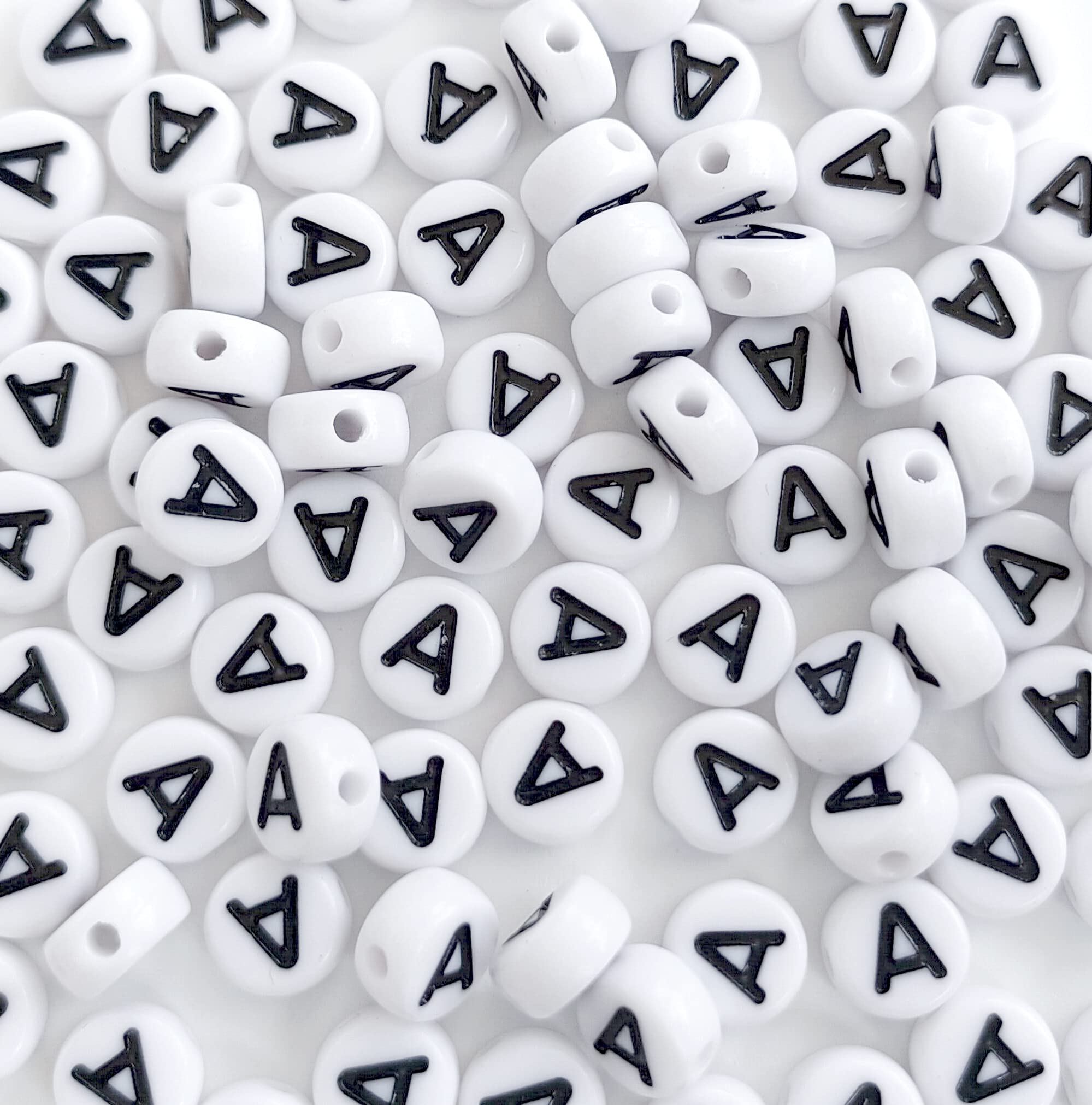 Bxwoum 100PCS 4X7mm White Acrylic Alphabet Letter Beads for DIY Jewelry Making - Perfect for Bracelets, Necklaces, Keychains & Craft Projects (Includes Vowel A Beads)