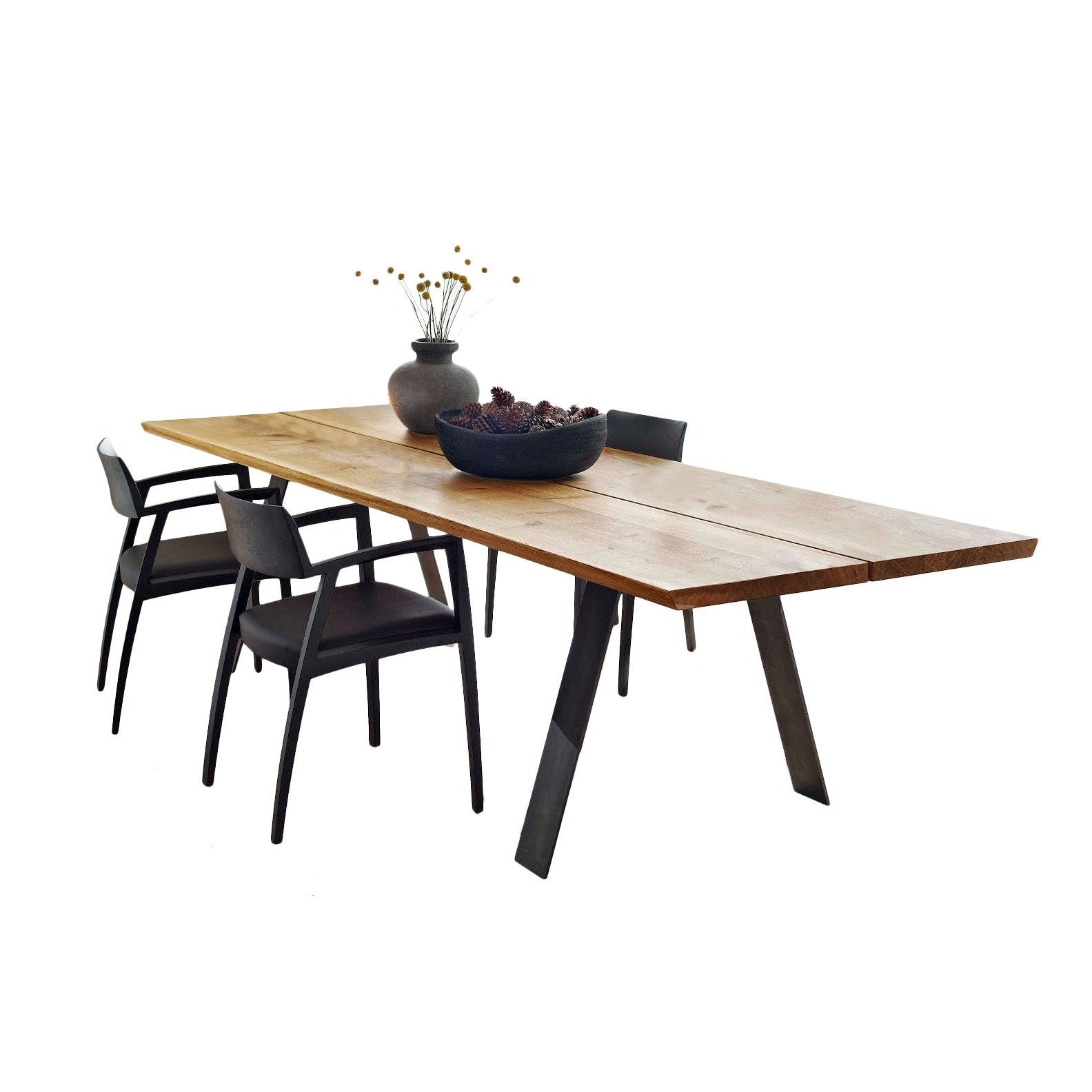 GM3200 Solid Wood Plank Table - Rustic Farmhouse Dining Table for Kitchen & Dining Room - Perfect for Family Gatherings & Dinner Parties