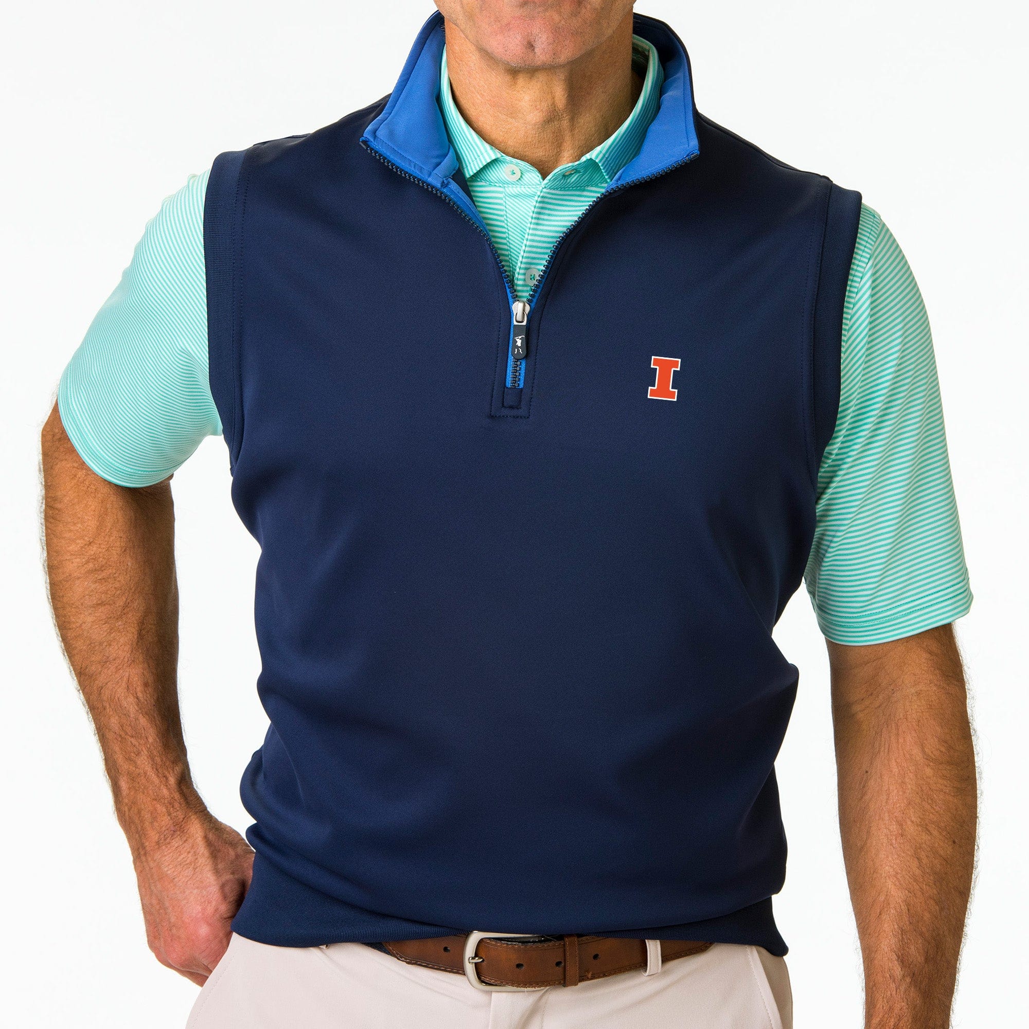 Illinois Collegiate Caves Solid Quarter Zip Vest - Comfortable & Stylish for Outdoor Activities, Hiking, and Campus Wear