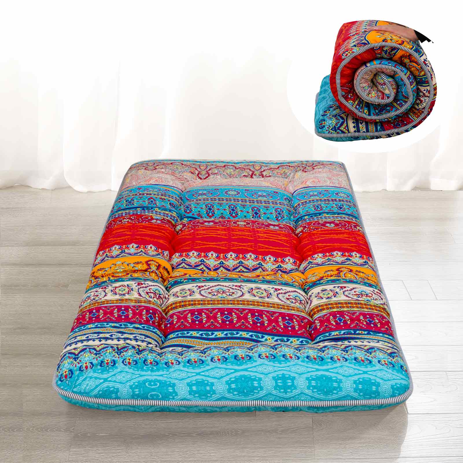 MAXYOYO Japanese Style Cot Futon Mattress - Foldable Floor Mattress, Tatami Mat & Bohemian Bed for Guest Room, Yoga, Meditation & Camping