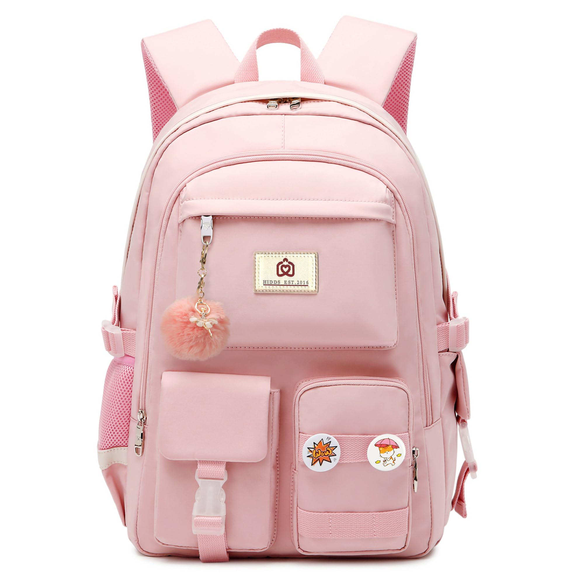 Stylish 15.6 Inch Anti-Theft Laptop Backpack for College Students - Pink Cute Bookbag for High School Girls & Women, Durable Travel Daypack for School, Work & Commuting
