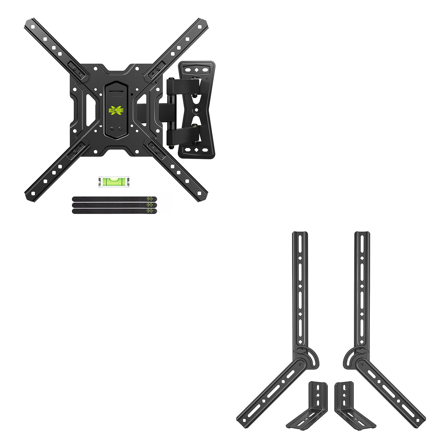 USX MOUNT UL Listed Full Motion TV Wall Mount for 26-55 Inch TVs - Swivel, Tilt & Articulating Arm for LED, 4K Screens (Fits 23-90