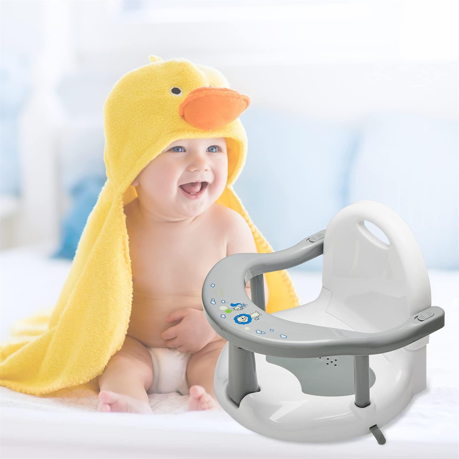 Foldable Baby Sit Up Bath Chair with Suction Cups for 6-18 Months - Anti-Slip, Safe & Portable Infant Bathtub Seat for Toddlers - Perfect for Bath Time, Learning to Sit, and Playtime in Tub