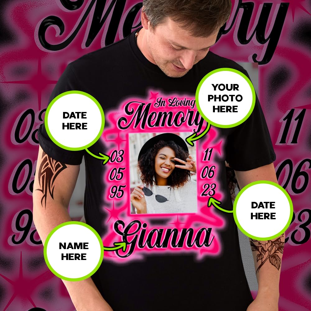 Custom In Loving Memory T-Shirts for Memorial Day - Heaven’s Stairway Memorial Shirt, RIP T-Shirt for Grieving & Remembrance - Perfect for Funerals, Memorial Services & Honoring Loved Ones