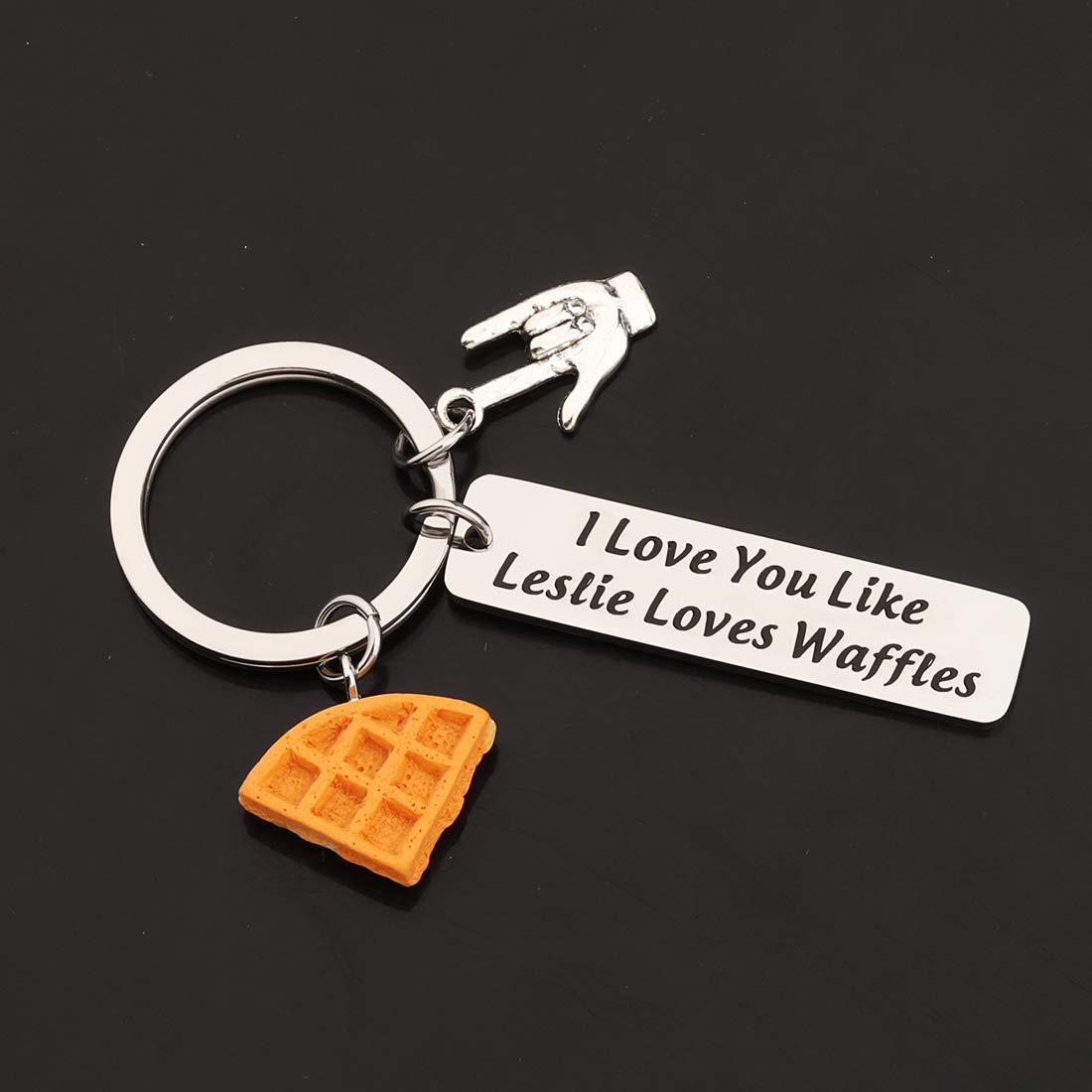 I Love You Like Leslie Loves Waffles Keychain - Cute Couple Gift for Anniversary, Valentine's Day - Perfect for Keyrings, Backpacks, and Gifts for Her/Him