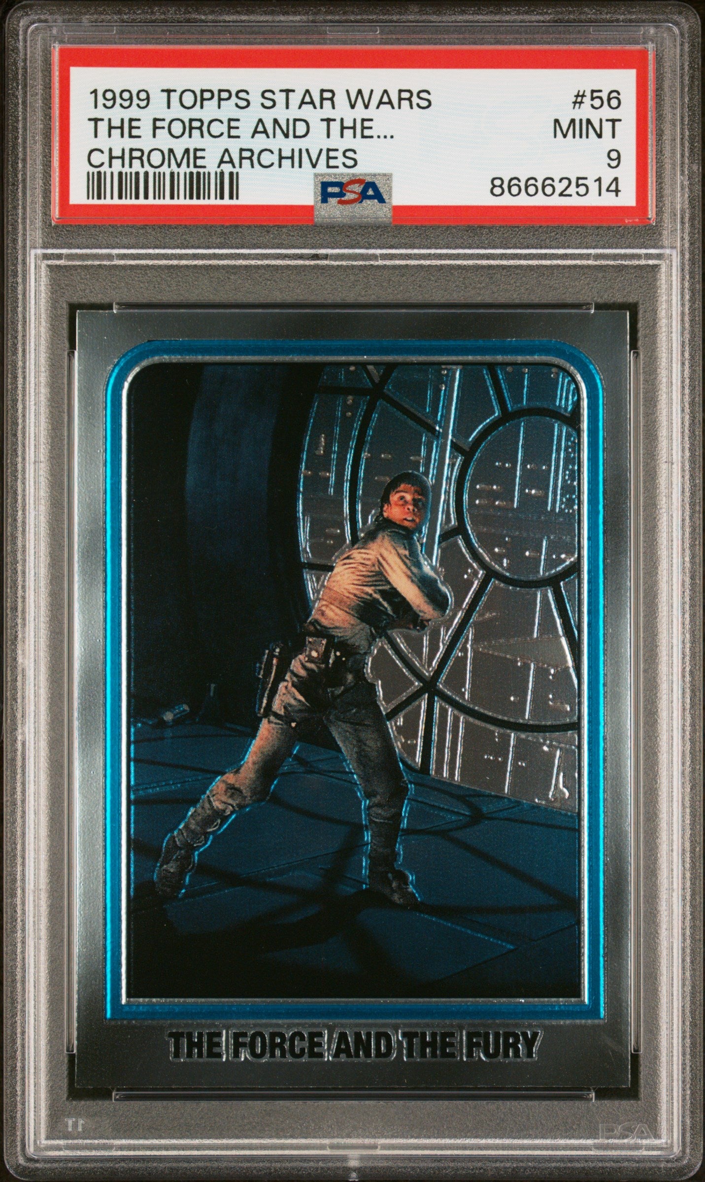 1999 Topps Chrome Star Wars Chrome Archives The Force and The... Chrome Archives #56 PSA 9 Mint Condition - Rare Collectible Trading Card for Star Wars Fans & Collectors - Perfect for Display, Investment, and Nostalgic Gift Giving