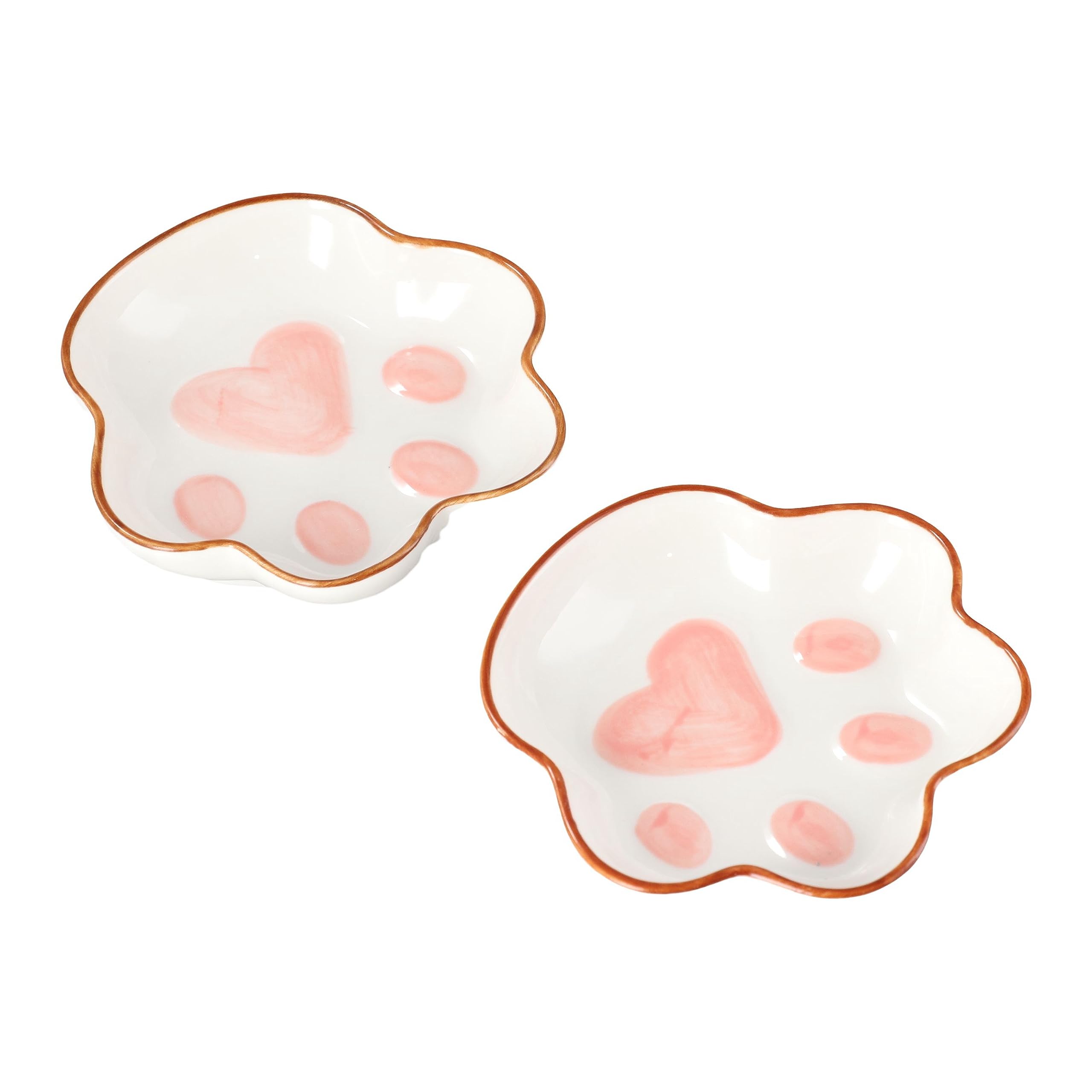 Leadigol Cat Paw Ceramic Dipping Sauce Dishes - Japanese Style Mini Cute Sushi Soy Sauce Bowl, Cartoon Dessert Plate for Sushi, Dumplings, and Appetizers